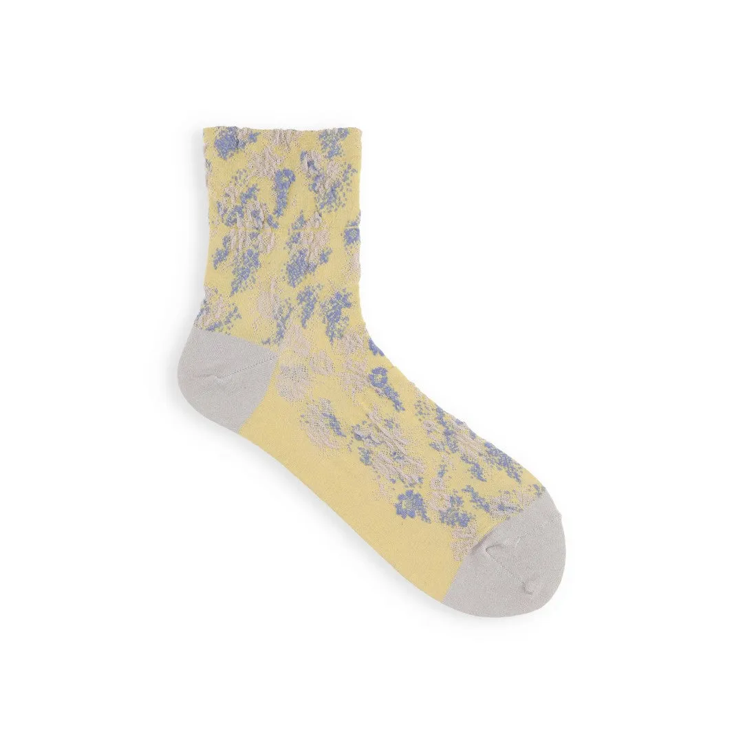 021132508 Cotton/Linen Impressionist Low Crew Socks