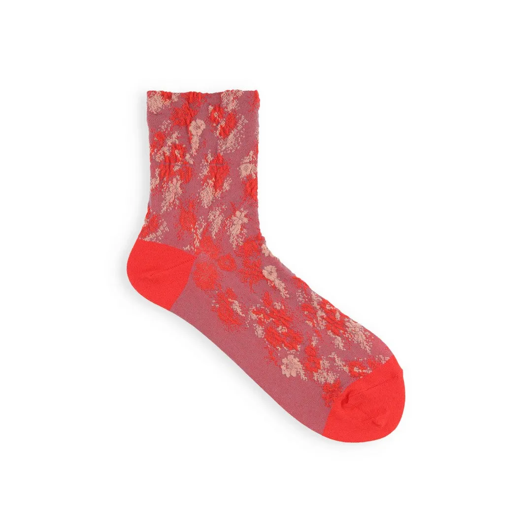 021132508 Cotton/Linen Impressionist Low Crew Socks