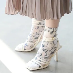 021132508 Cotton/Linen Impressionist Low Crew Socks