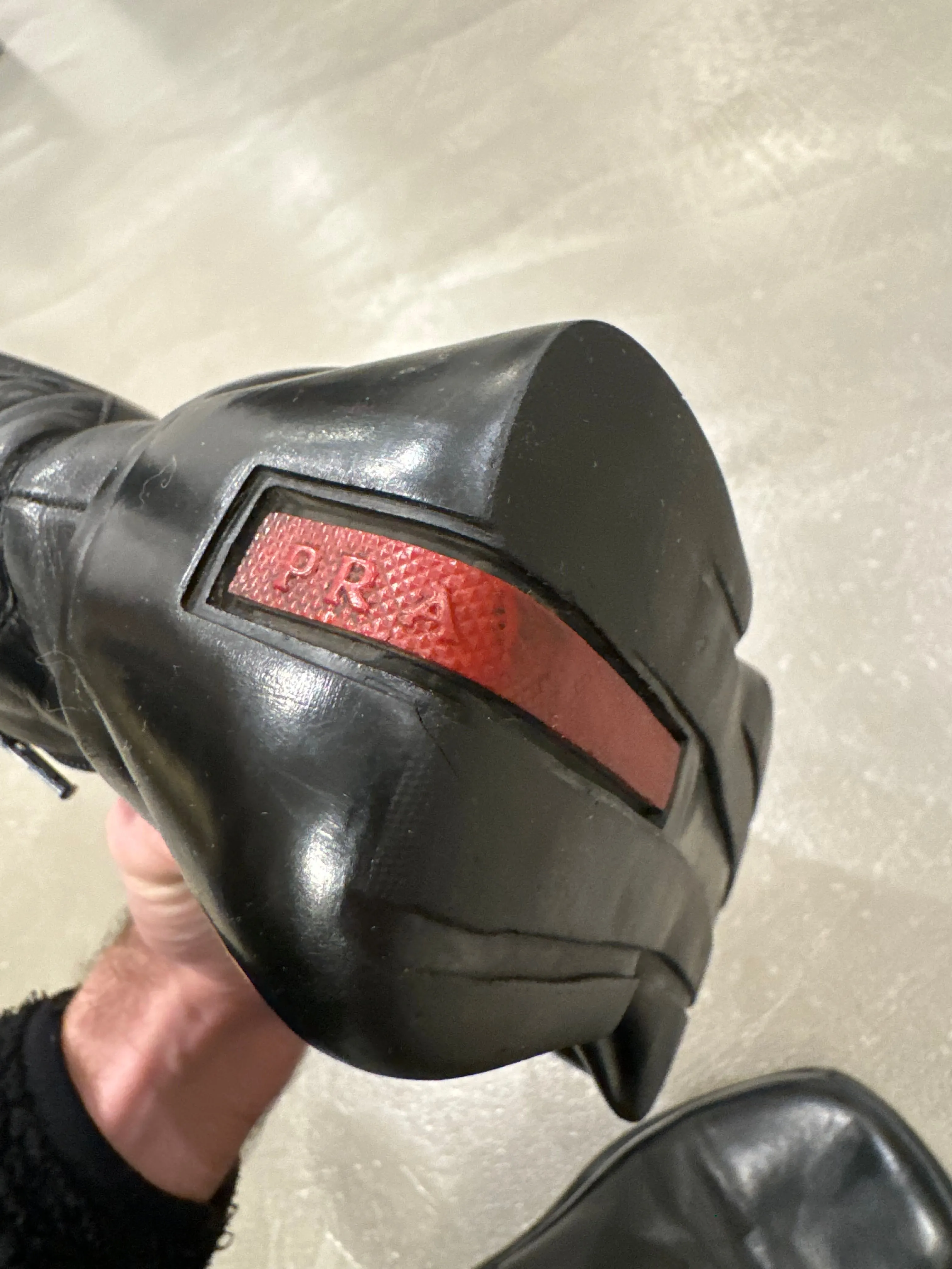 1999 Prada runway biker leather boots