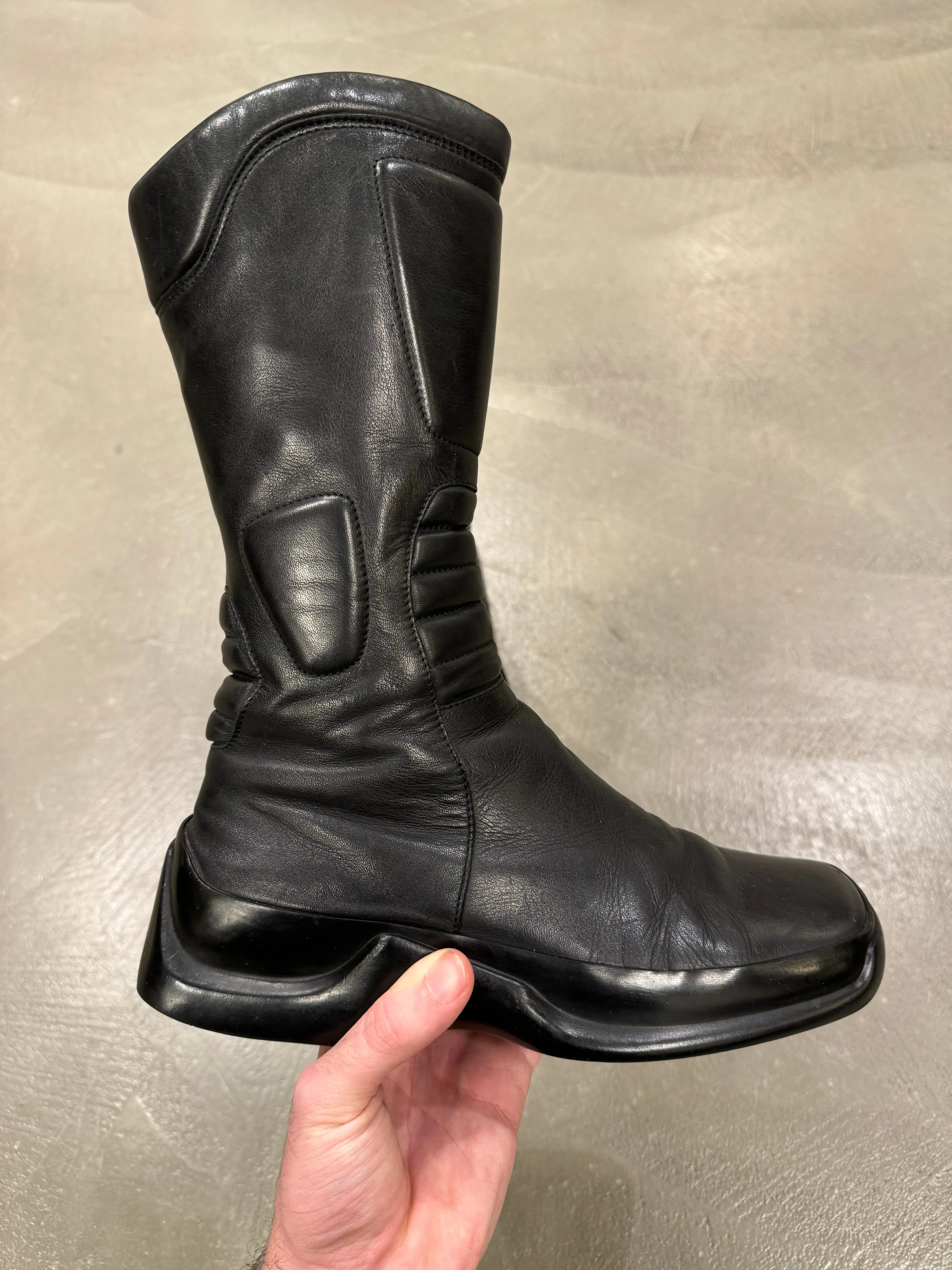 1999 Prada runway biker leather boots