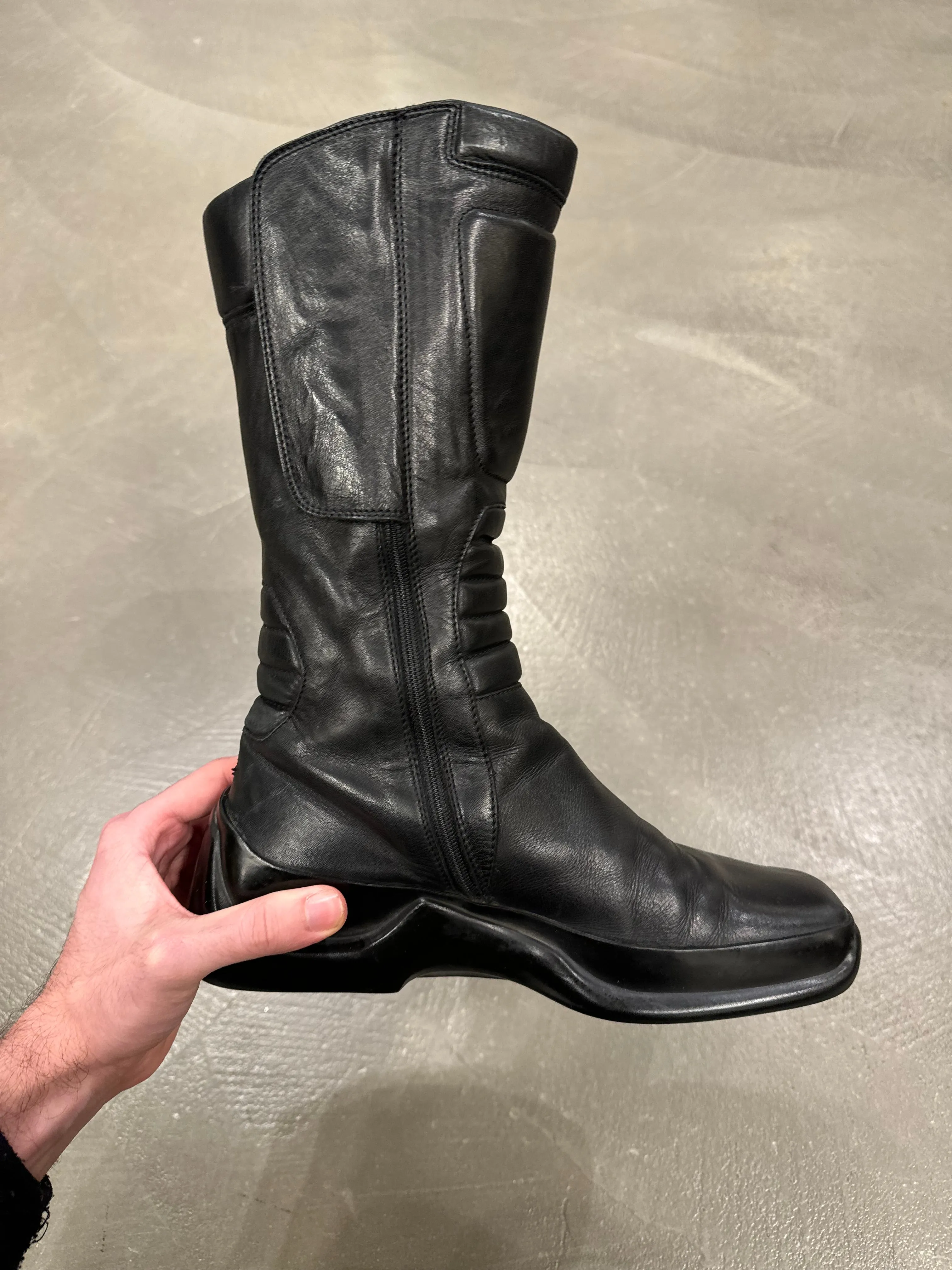 1999 Prada runway biker leather boots