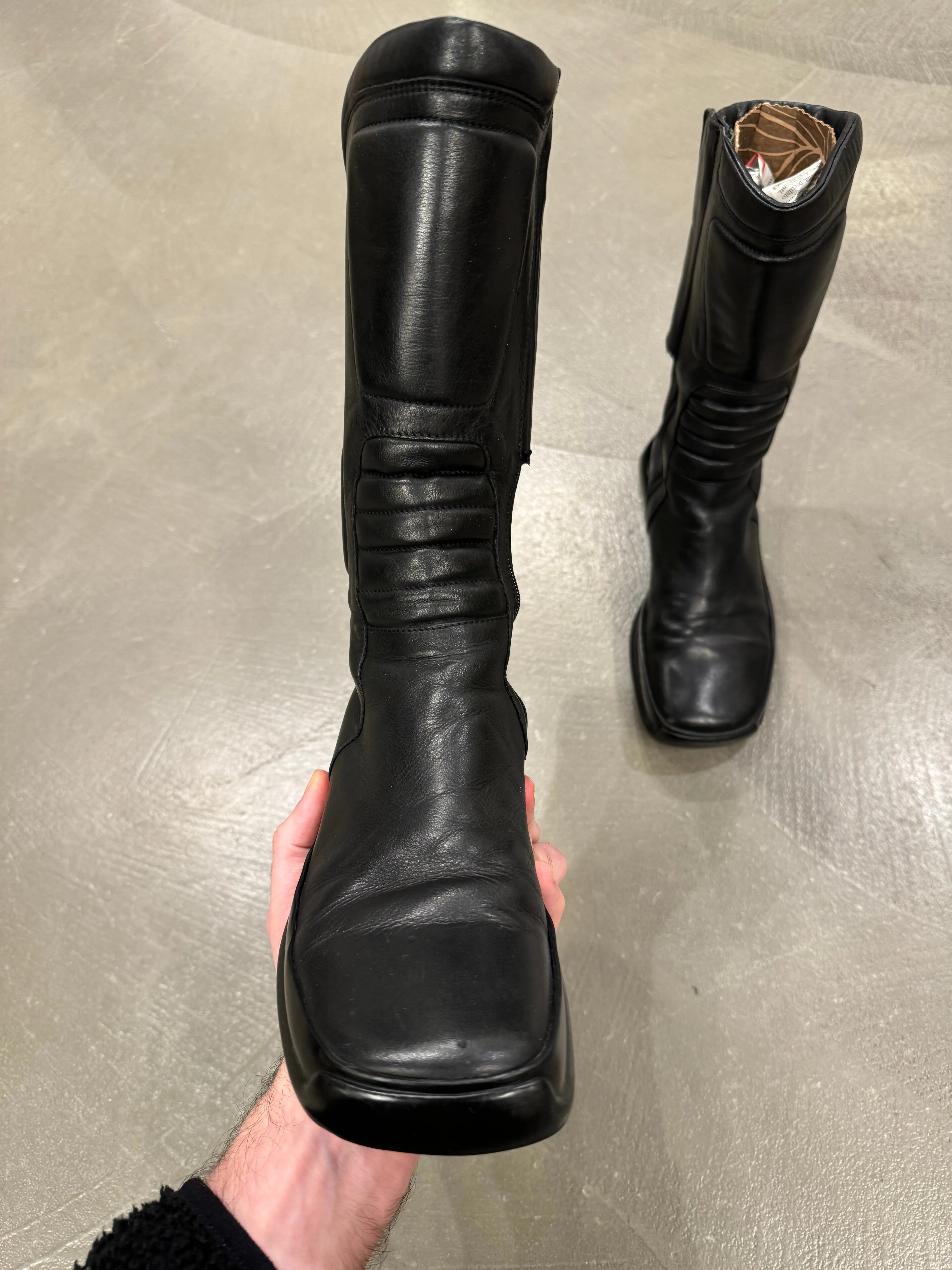 1999 Prada runway biker leather boots