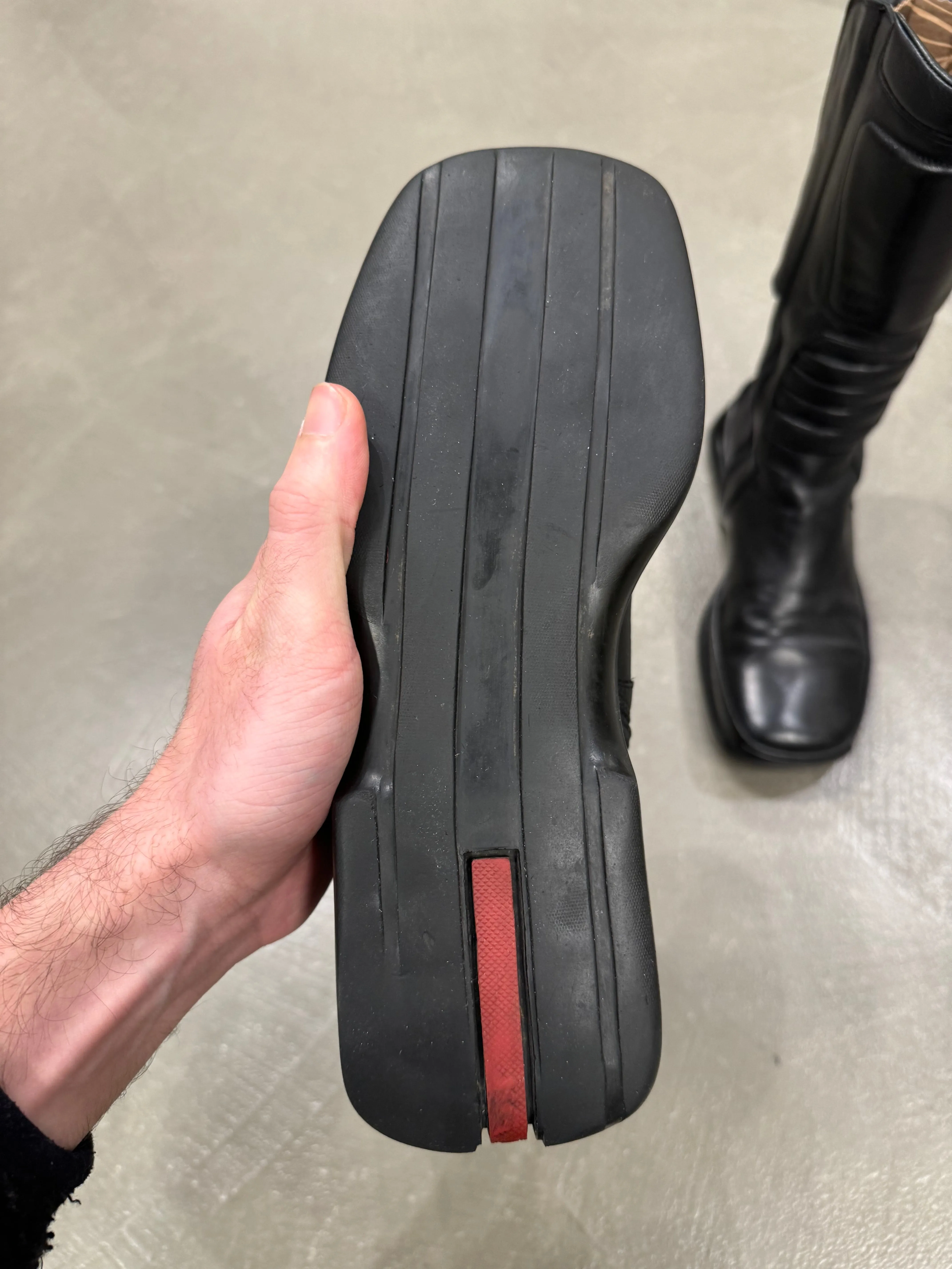 1999 Prada runway biker leather boots