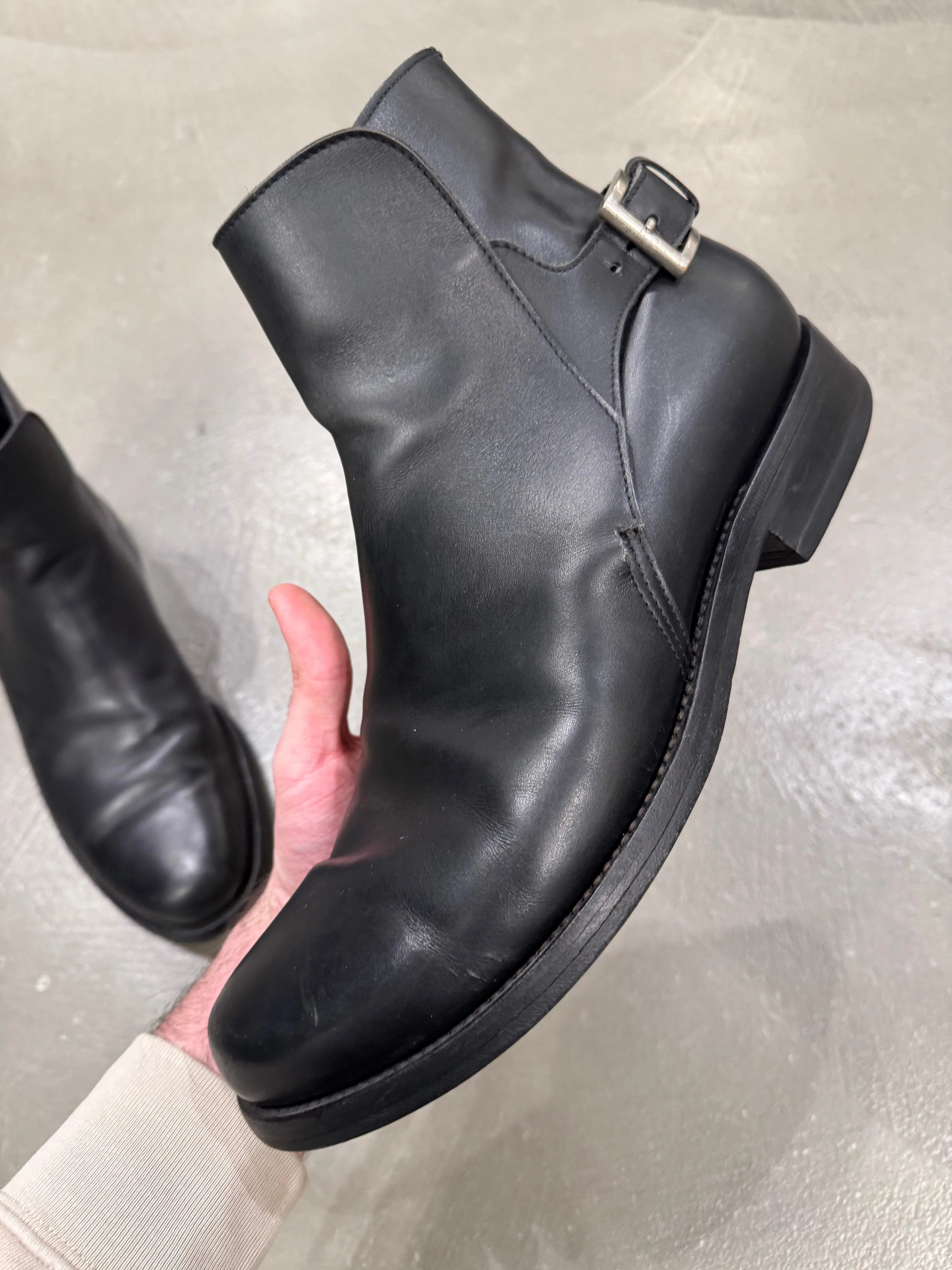 2000s Prada leather moto boots