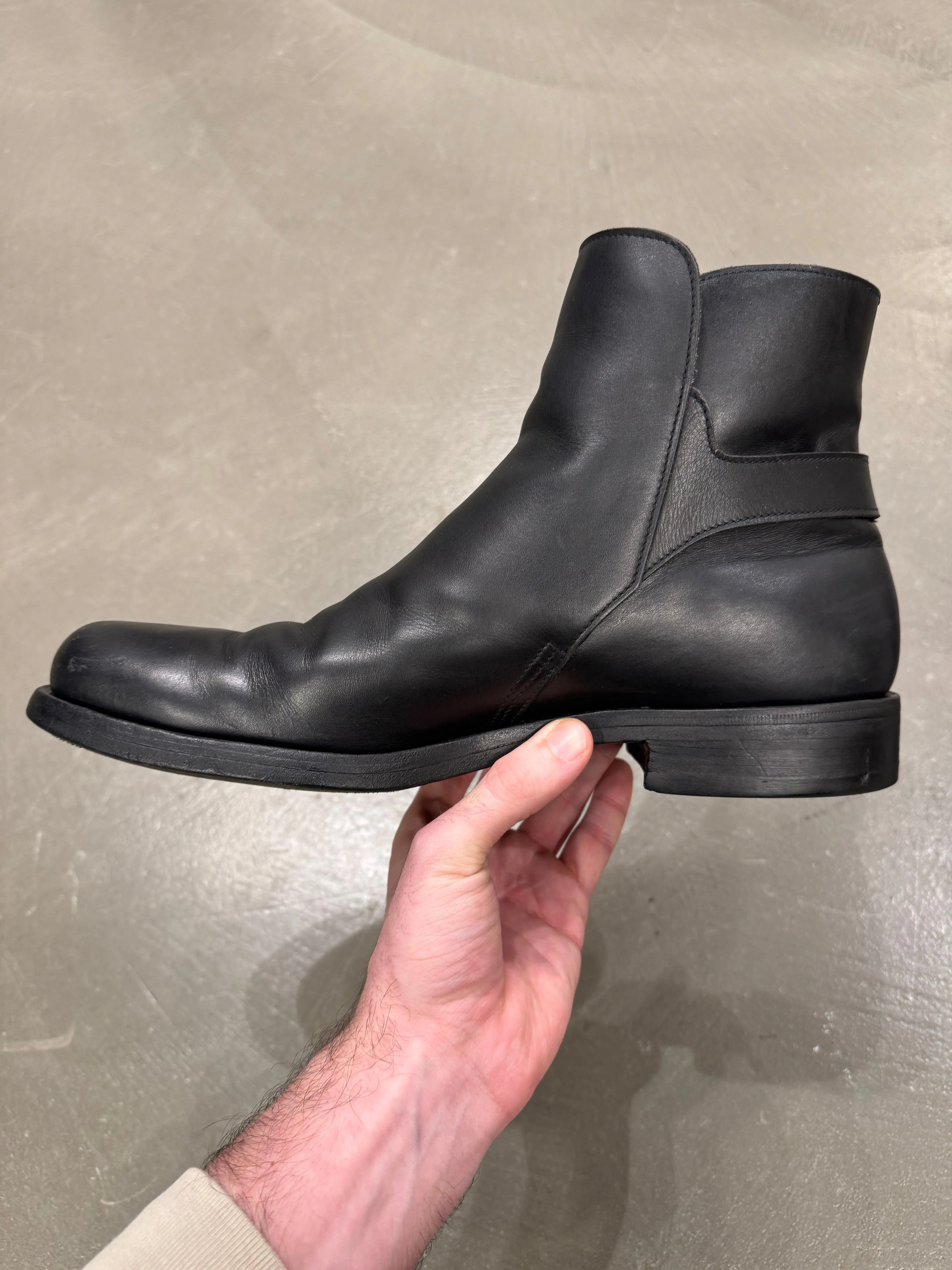2000s Prada leather moto boots