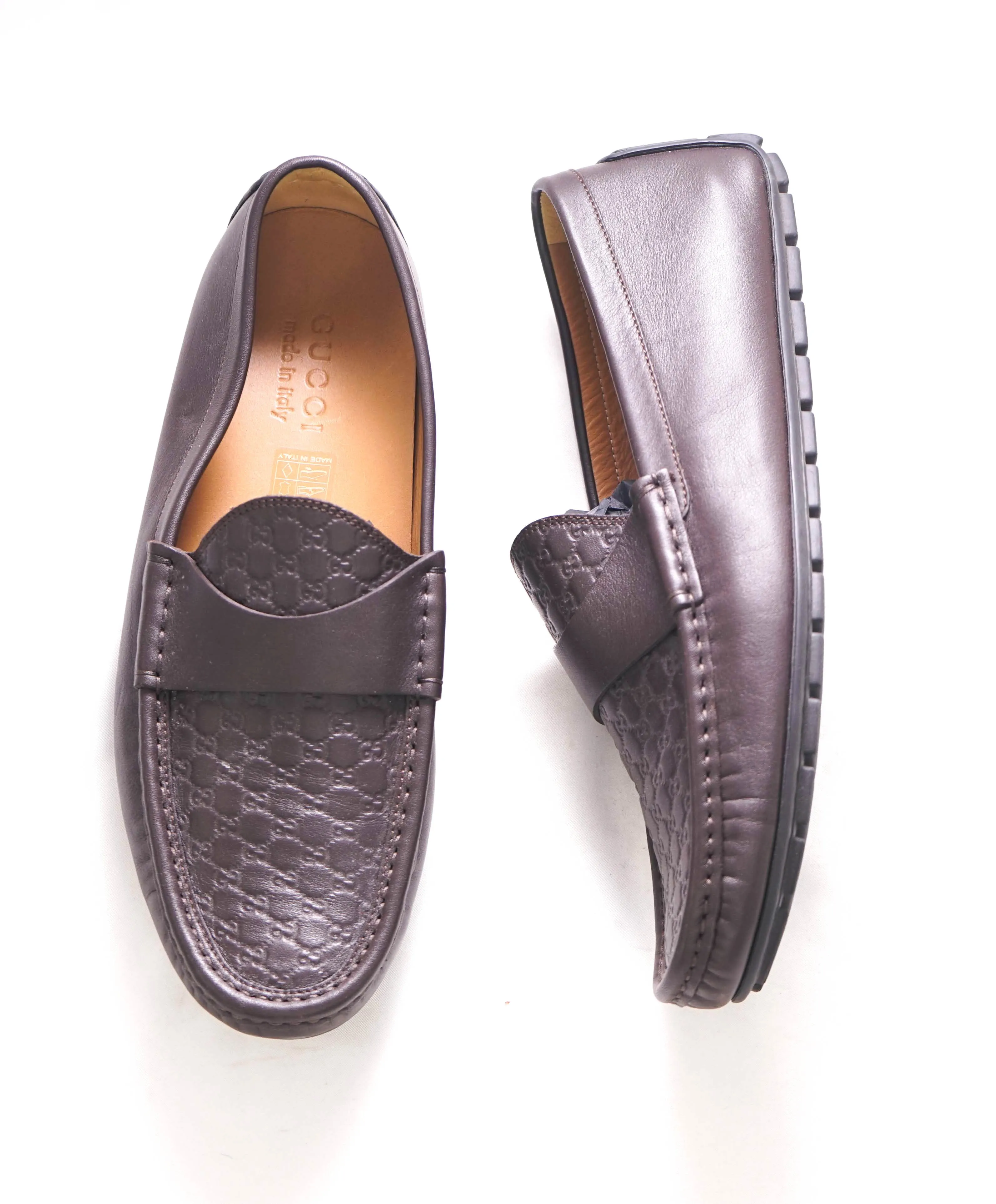 $920 GUCCI - "GG Guccissima" Brown Leather Loafers - 8 US (7.5G)