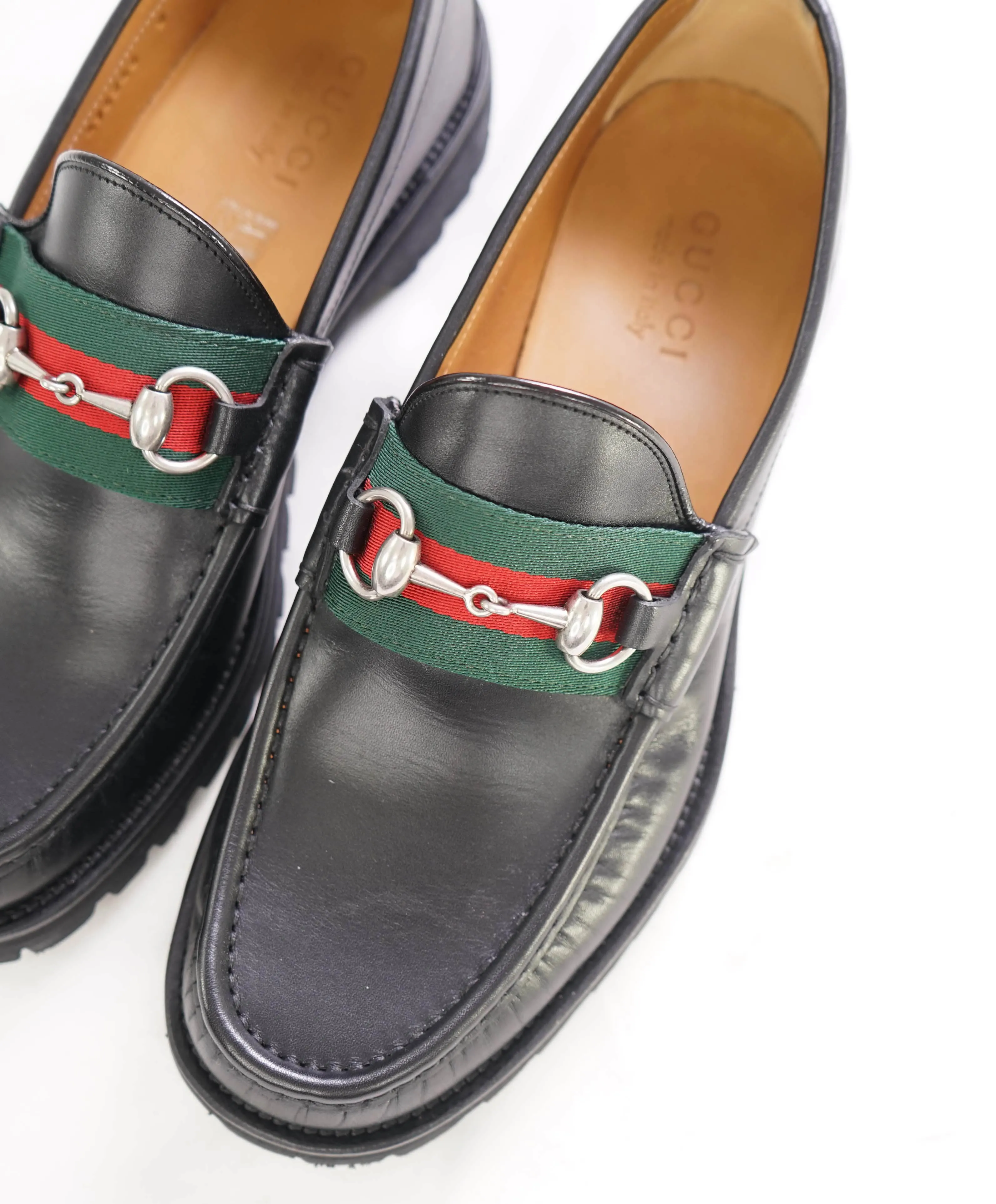 $950 GUCCI - WEB Horse-bit Loafers Black Iconic Style - 8.5US (8 G)