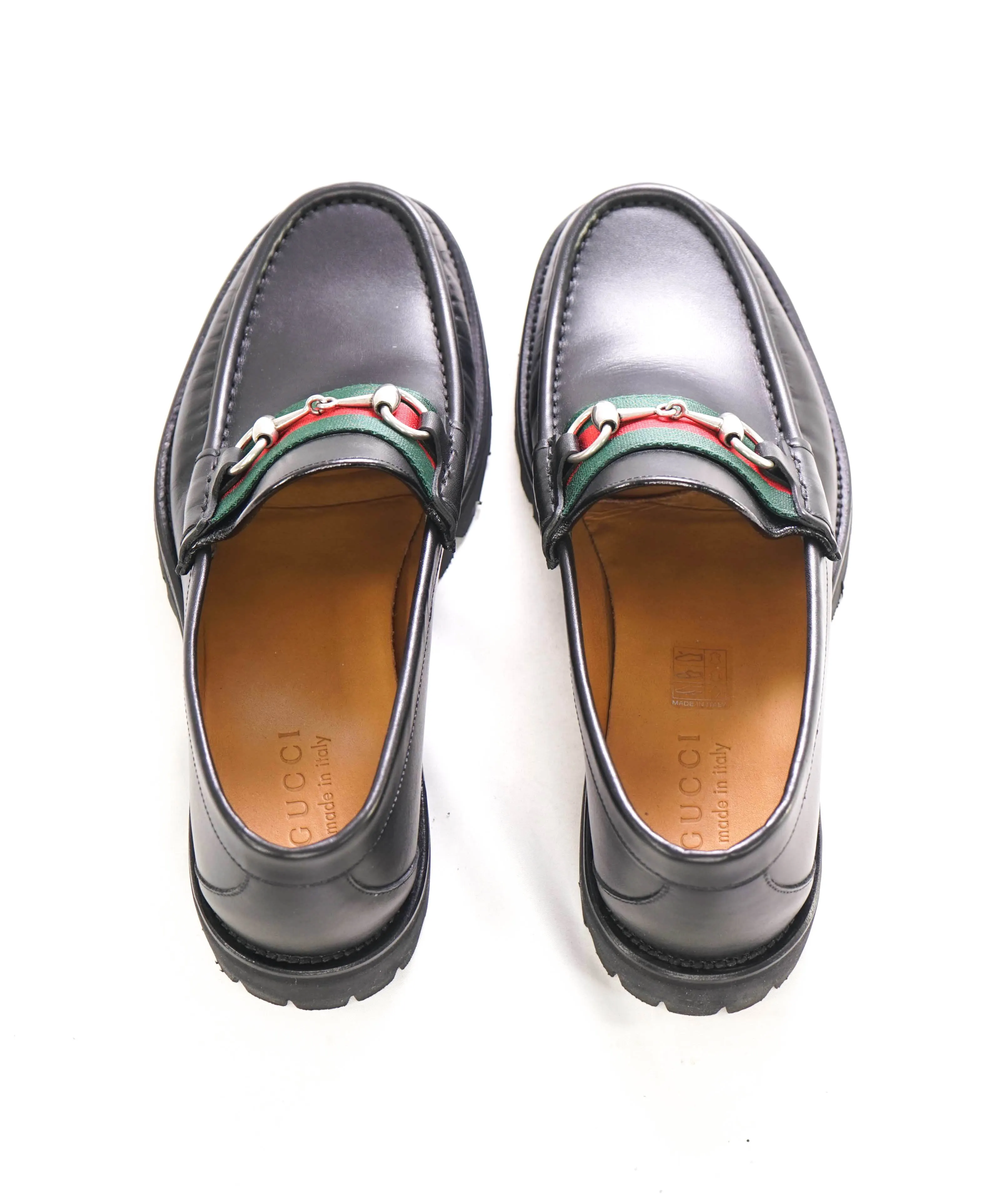 $950 GUCCI - WEB Horse-bit Loafers Black Iconic Style - 8.5US (8 G)