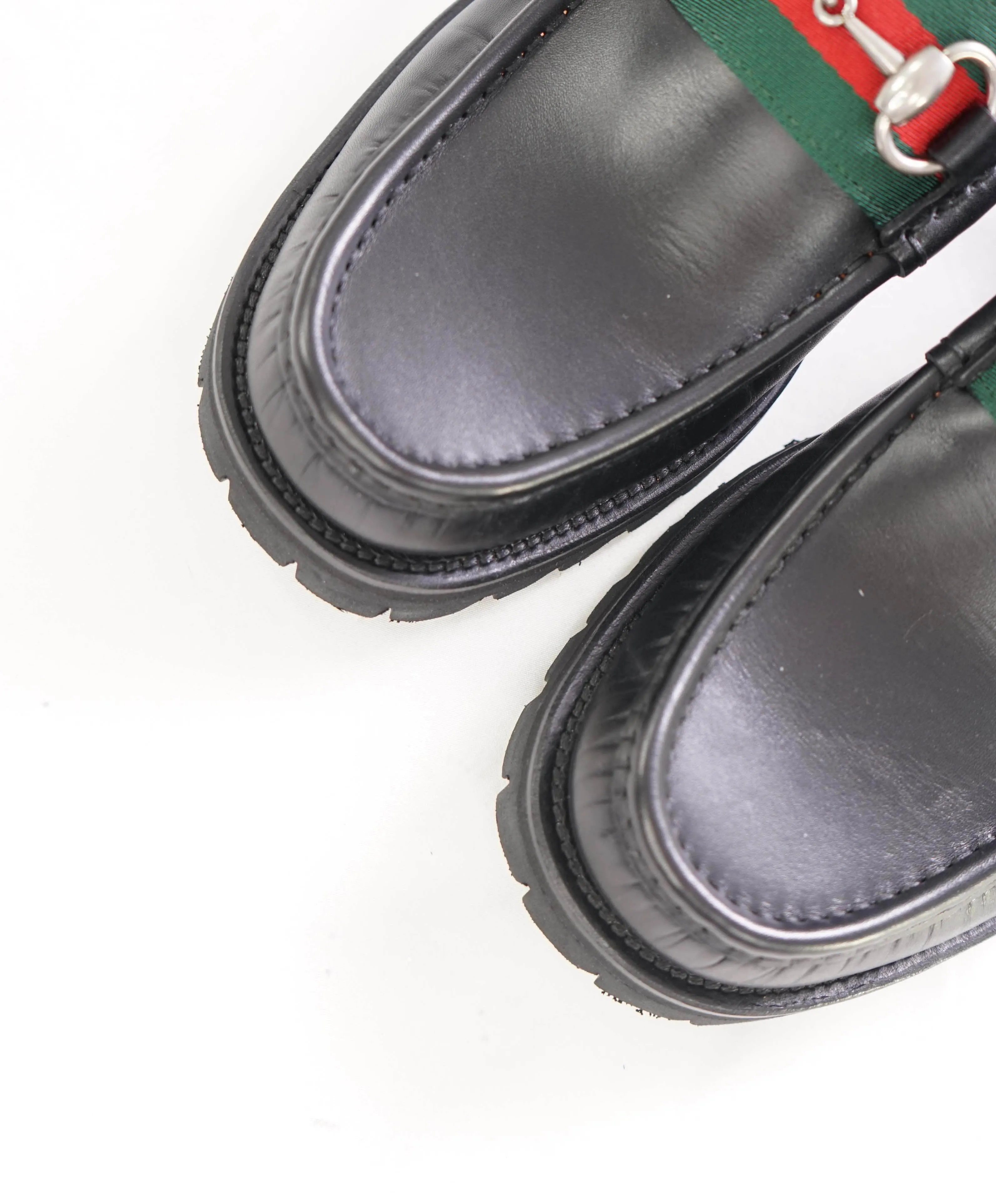 $950 GUCCI - WEB Horse-bit Loafers Black Iconic Style - 8.5US (8 G)