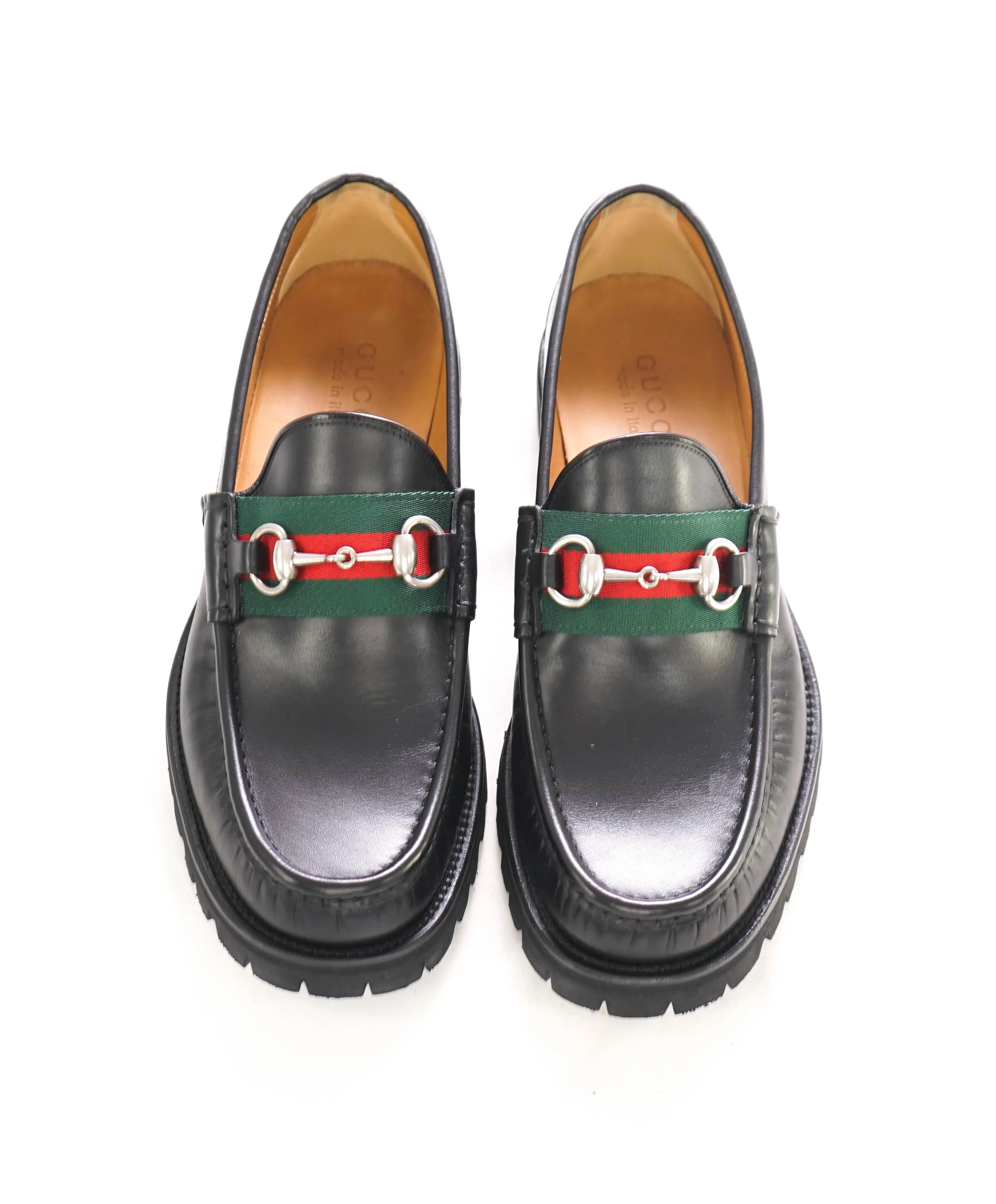 $950 GUCCI - WEB Horse-bit Loafers Black Iconic Style - 8.5US (8 G)