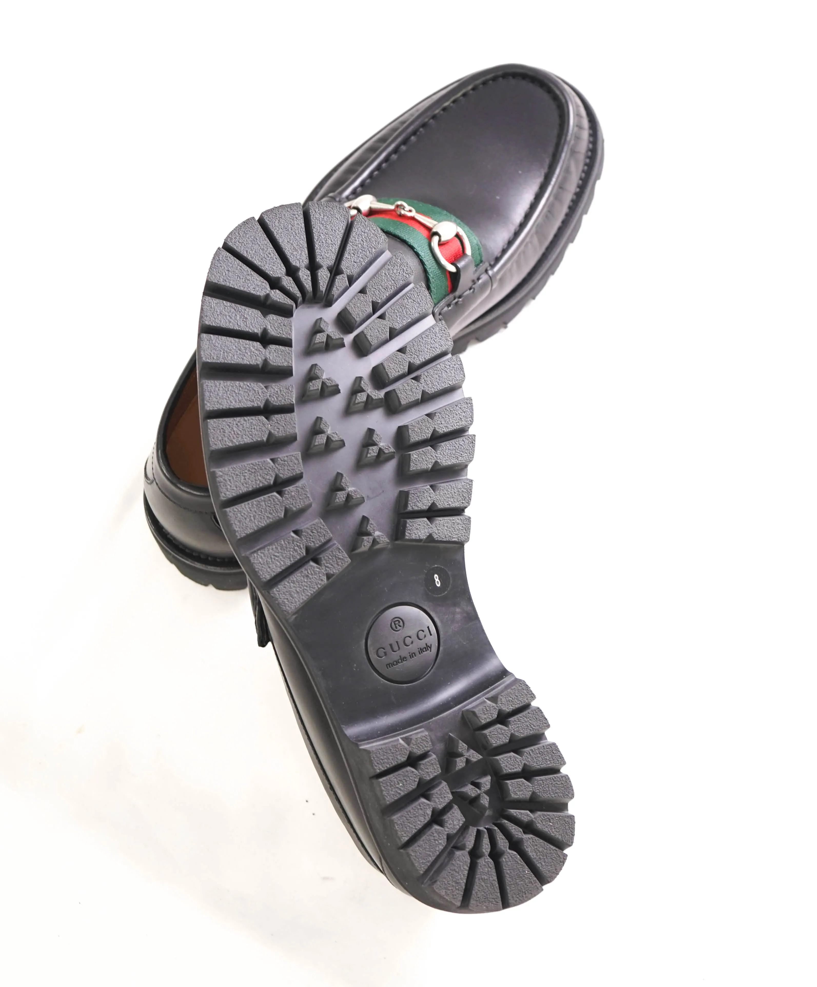 $950 GUCCI - WEB Horse-bit Loafers Black Iconic Style - 8.5US (8 G)