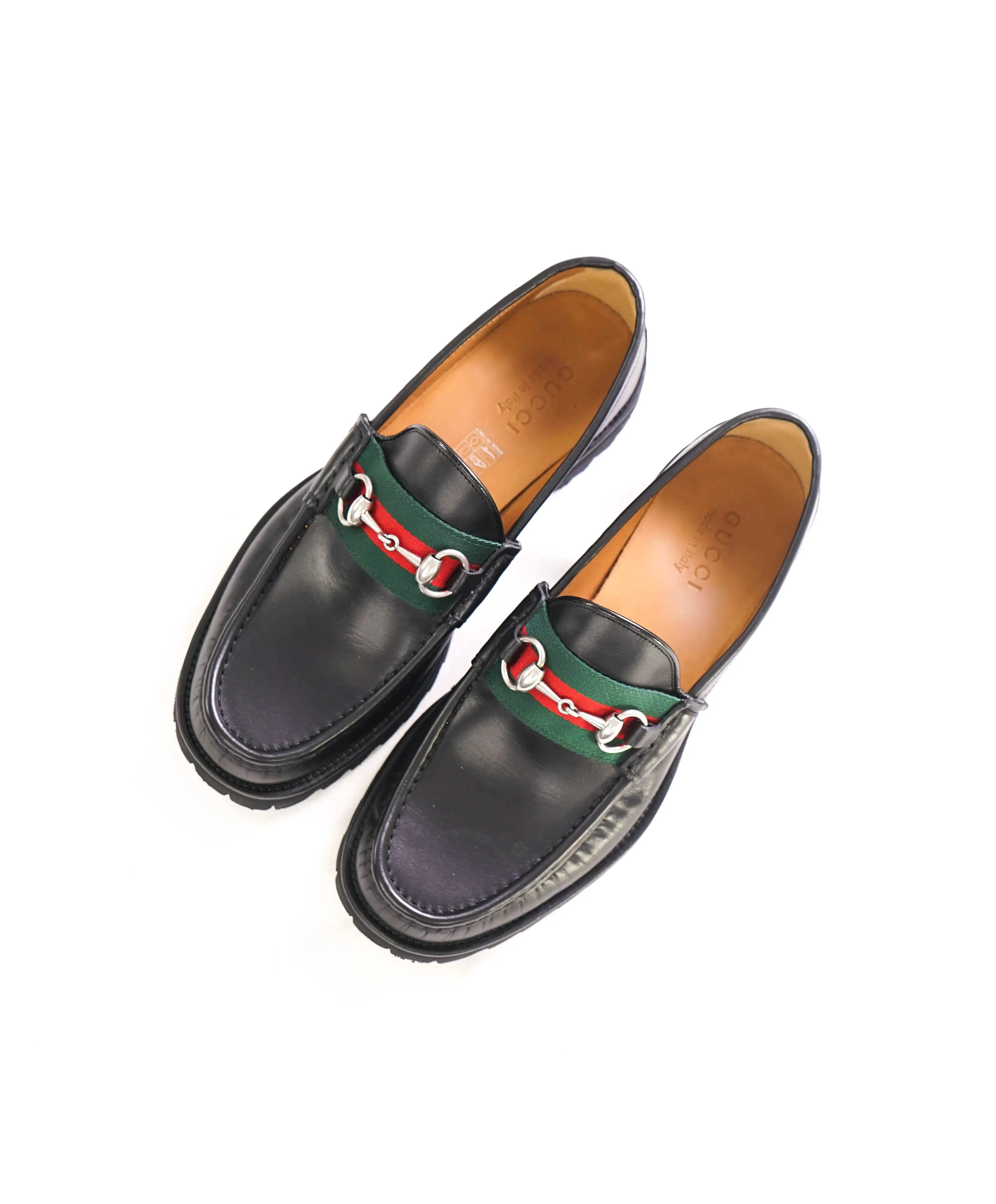 $950 GUCCI - WEB Horse-bit Loafers Black Iconic Style - 8.5US (8 G)