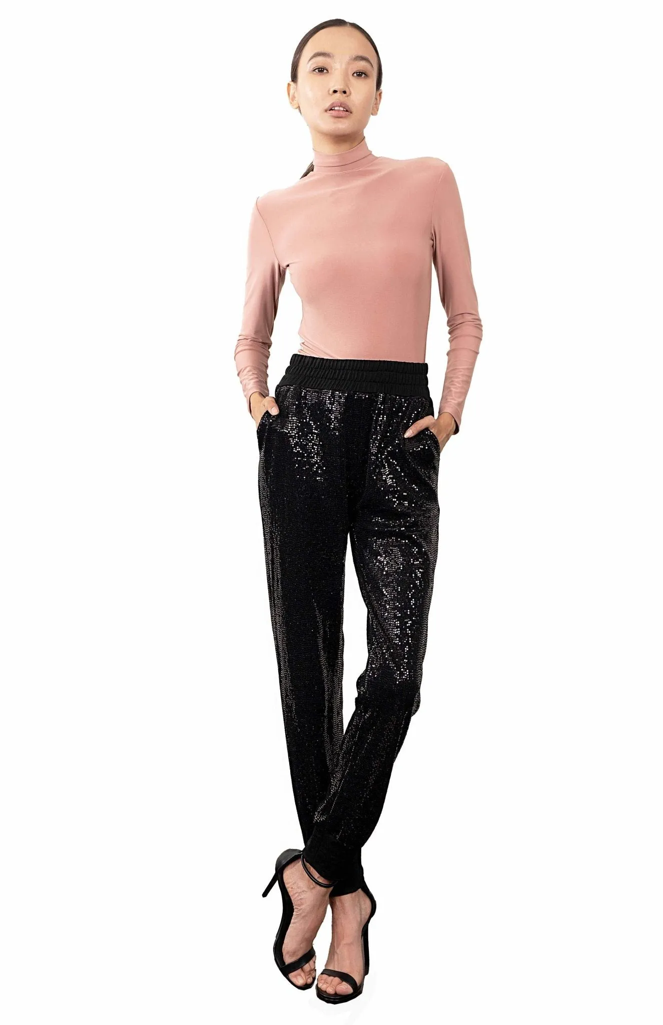 Agape |  High Waist Sequin Joggers