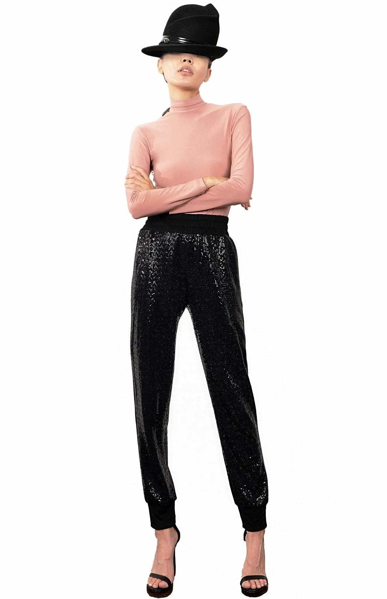 Agape |  High Waist Sequin Joggers