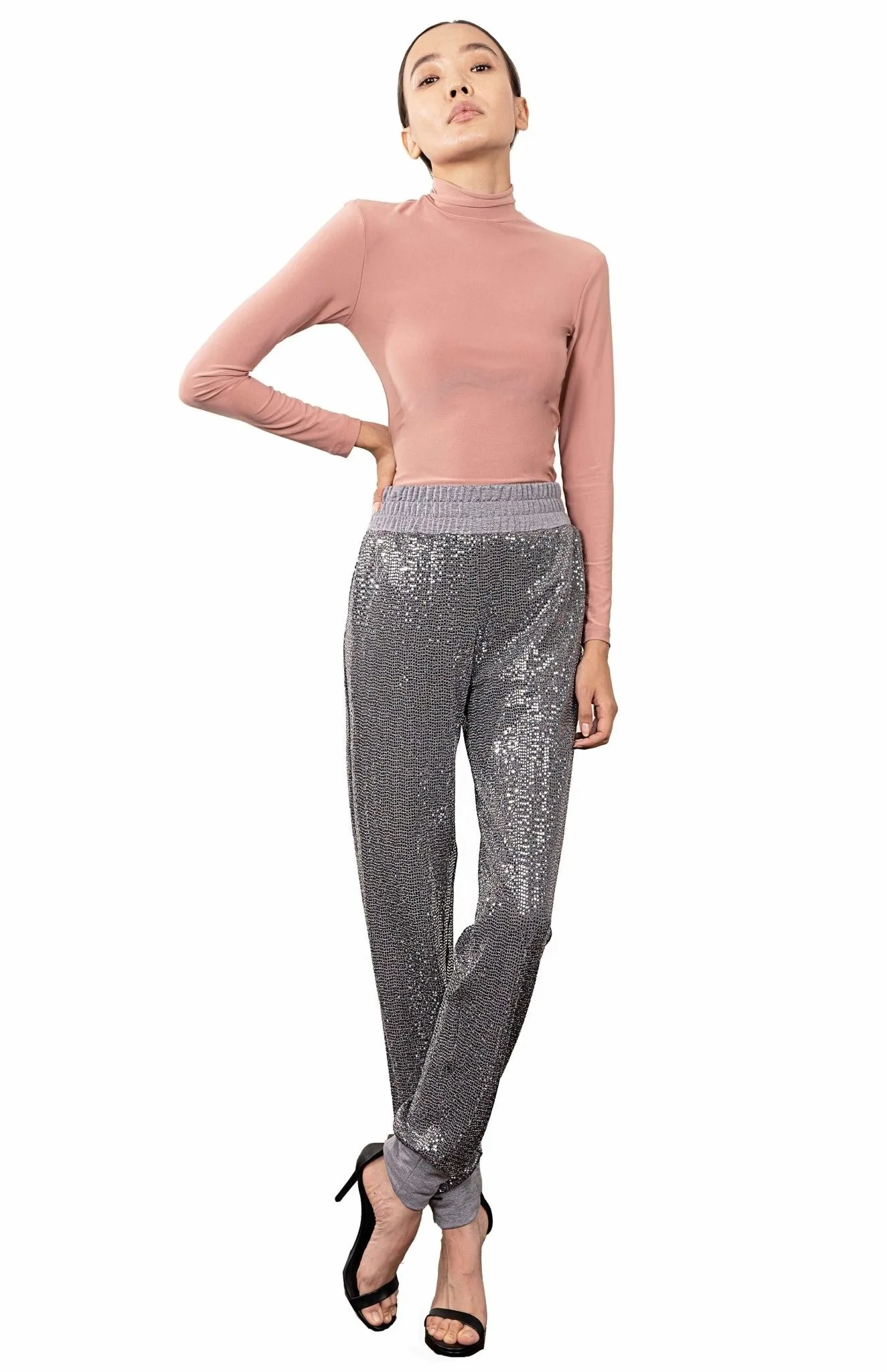 Agape |  High Waist Sequin Joggers