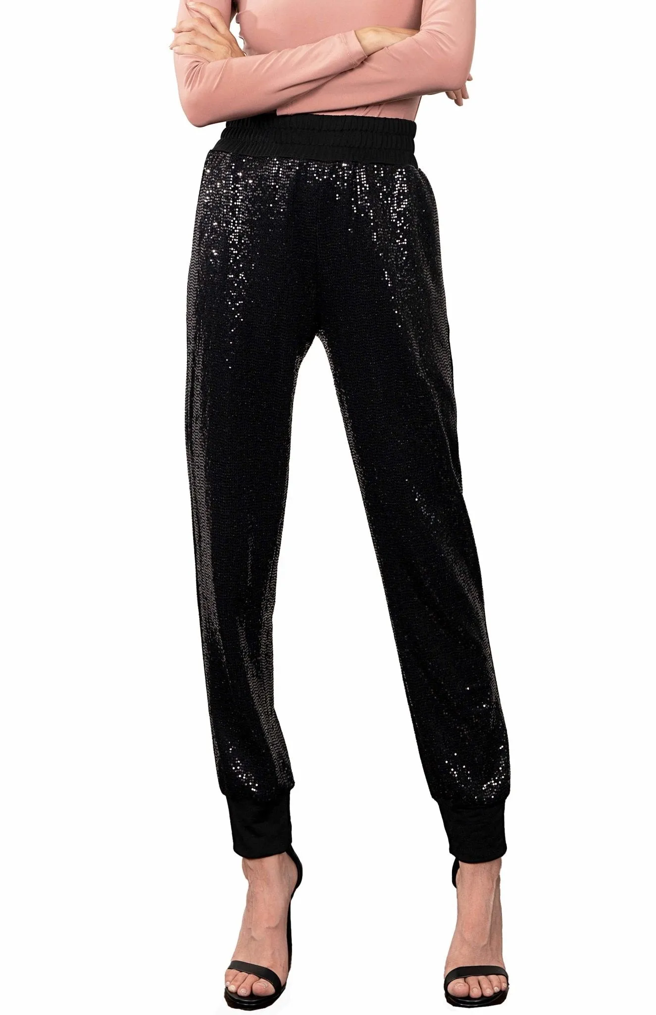 Agape |  High Waist Sequin Joggers