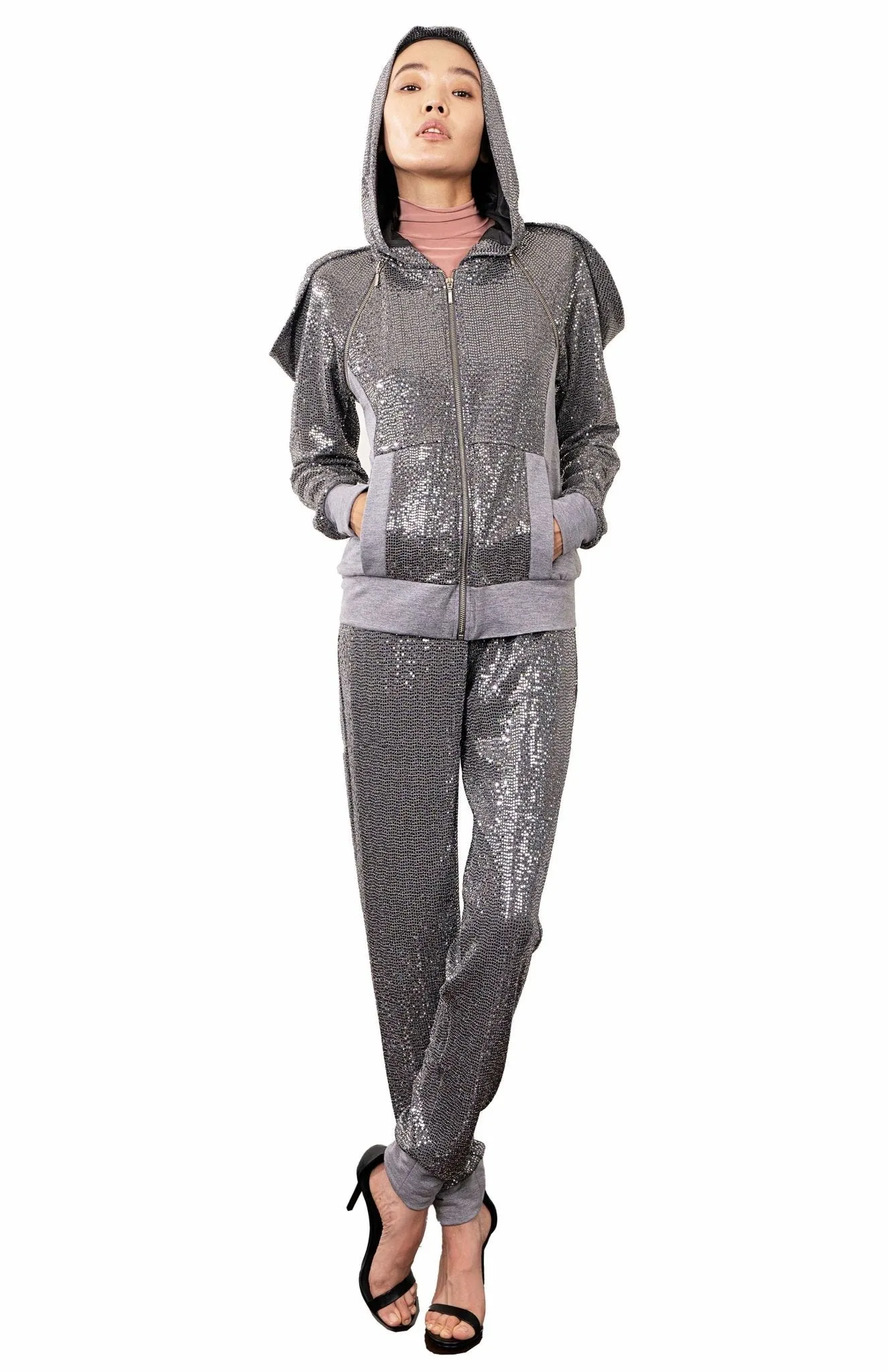Agape |  High Waist Sequin Joggers