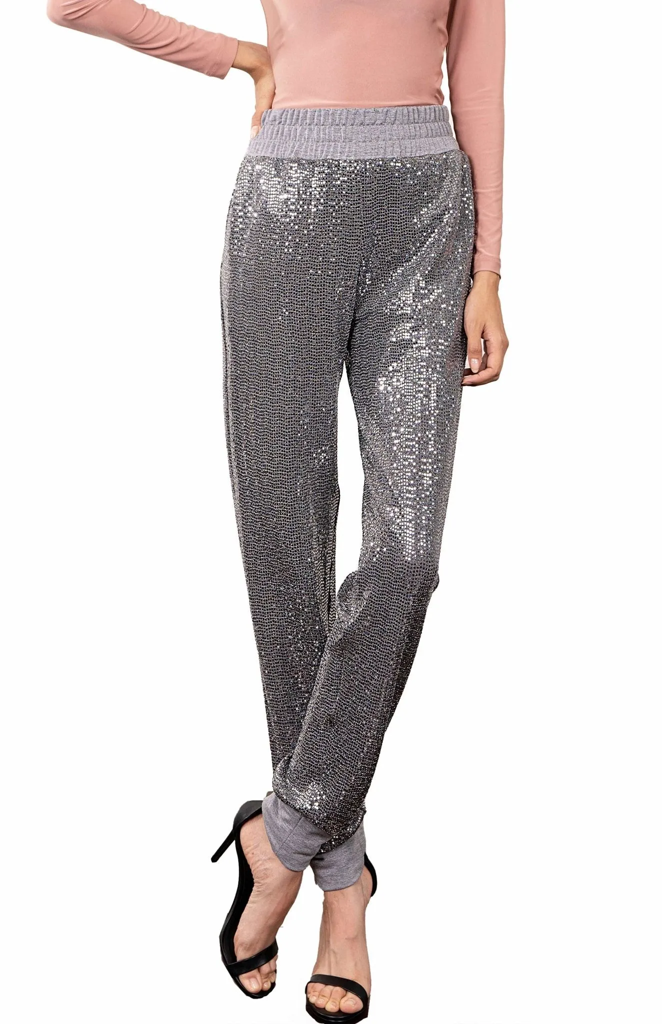 Agape |  High Waist Sequin Joggers
