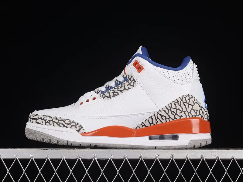 AIR JORDAN 3 RETRO KNICKS WHITE/OLD ROYAL-UNIVERSITY ORANGE-TECH GREY