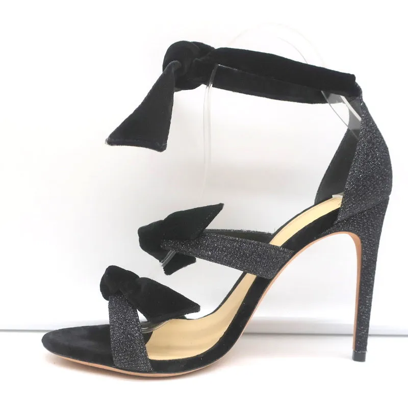 Alexandre Birman Mary Knot Sandals Black Glitter & Velvet Size 39 NEW