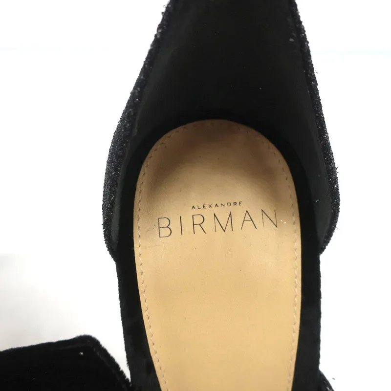 Alexandre Birman Mary Knot Sandals Black Glitter & Velvet Size 39 NEW