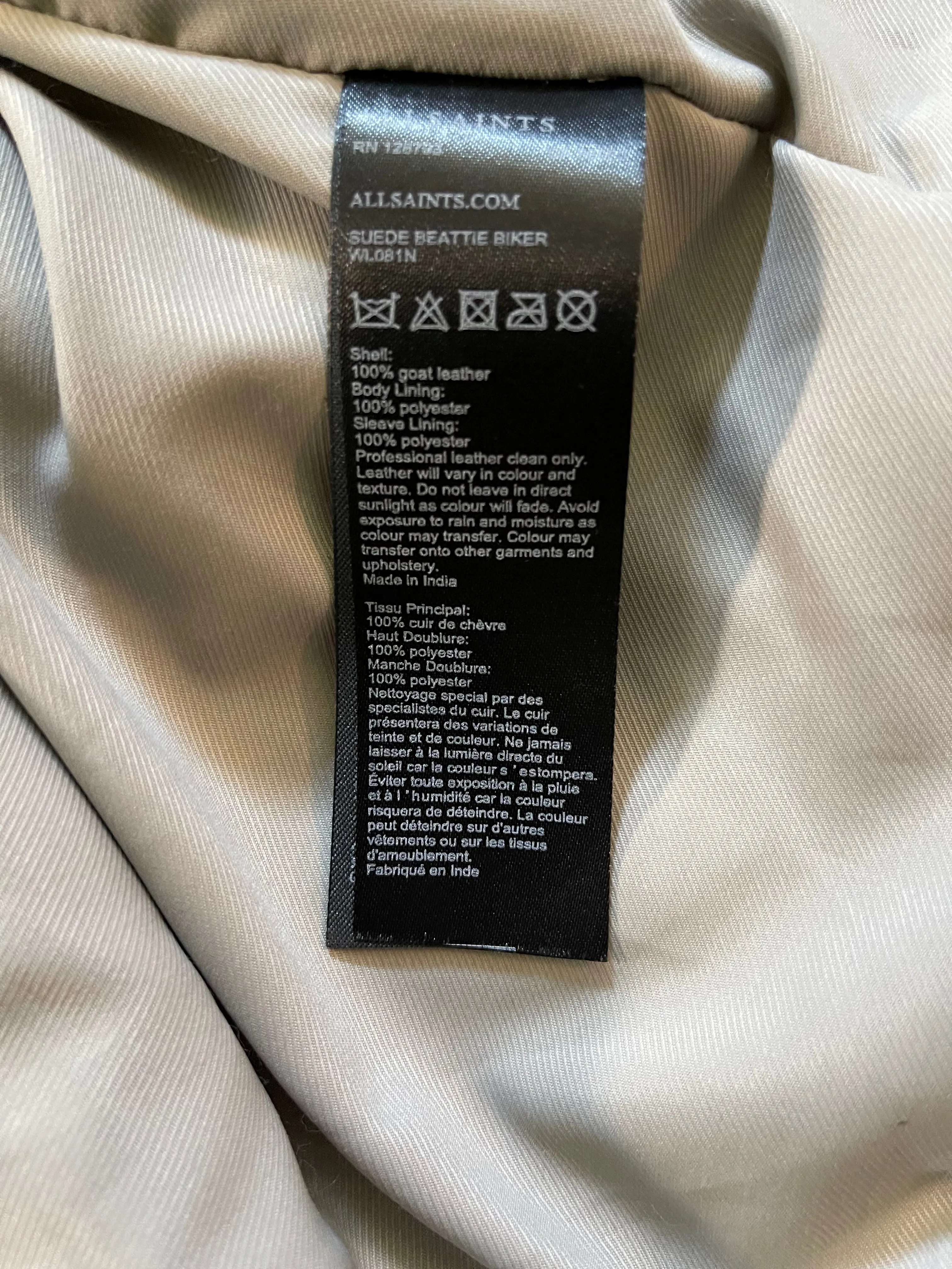 AllSaints Gray Suede Biker Jacket