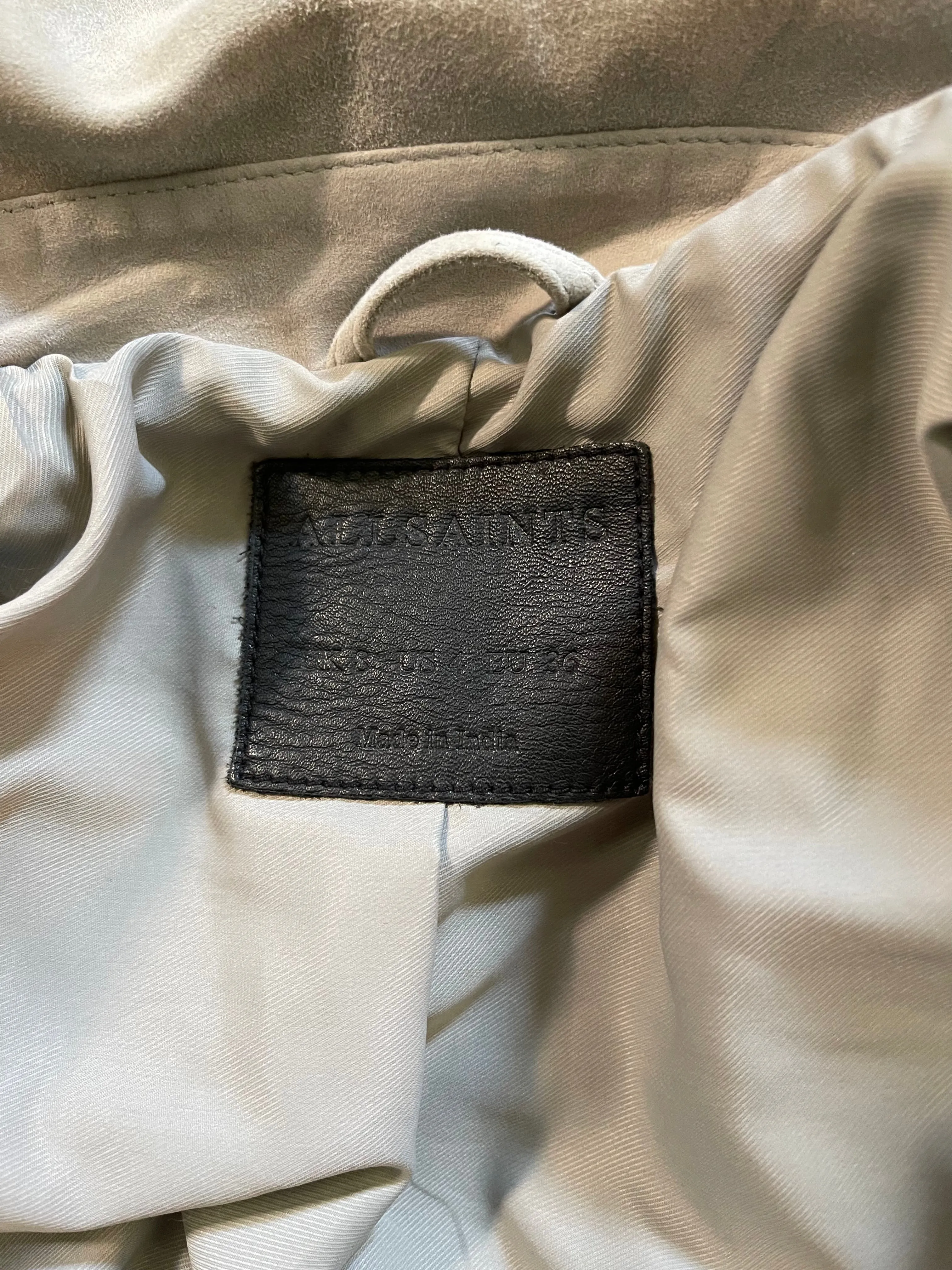 AllSaints Gray Suede Biker Jacket