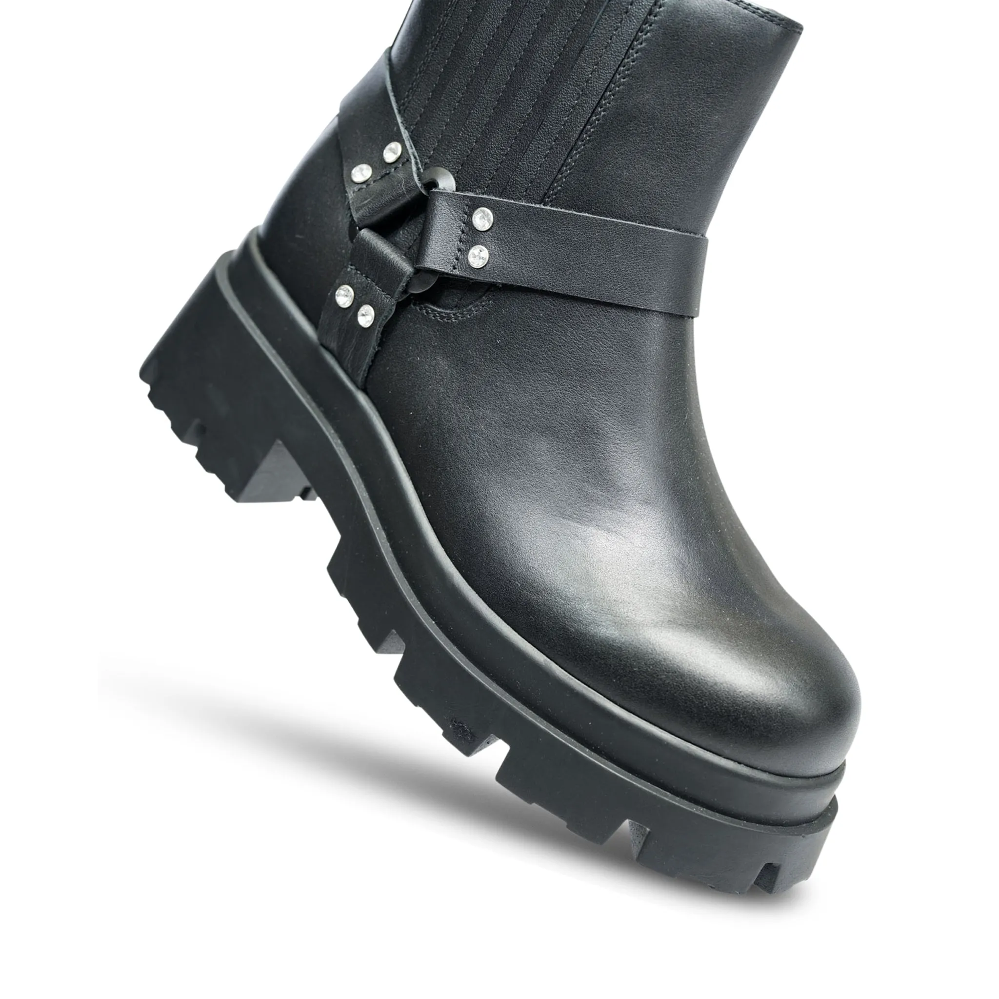 Amara Black Leather Bootie