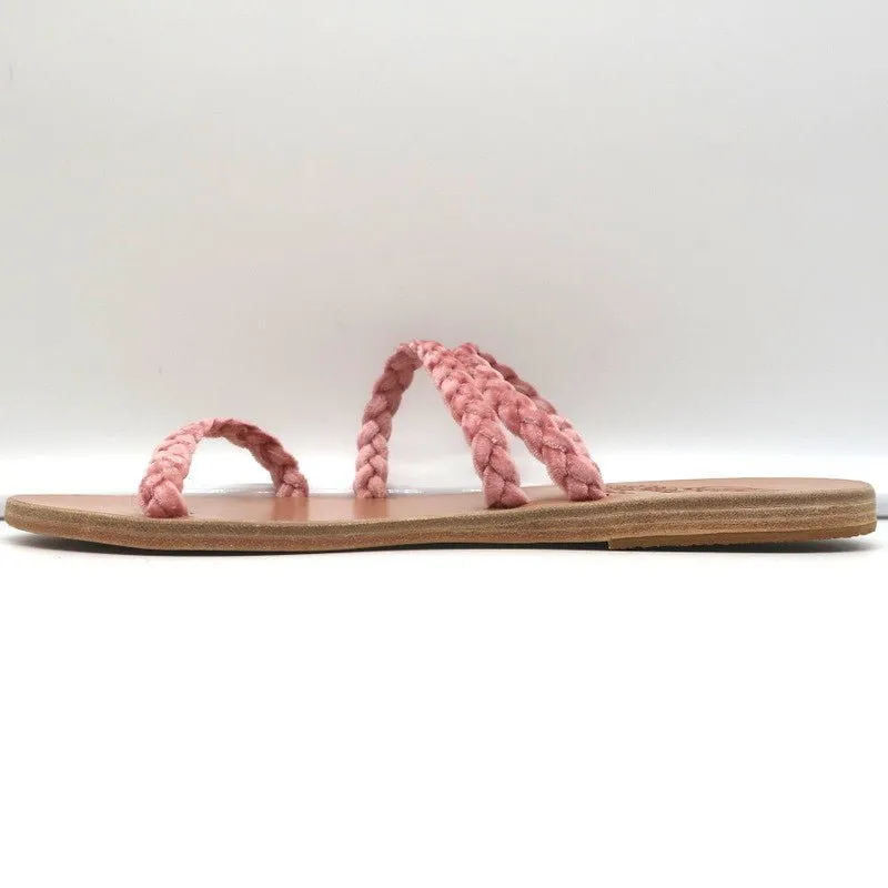 Ancient Greek Sandals Alkmini Slides Dusty Pink Braided Velvet Size 38 NEW