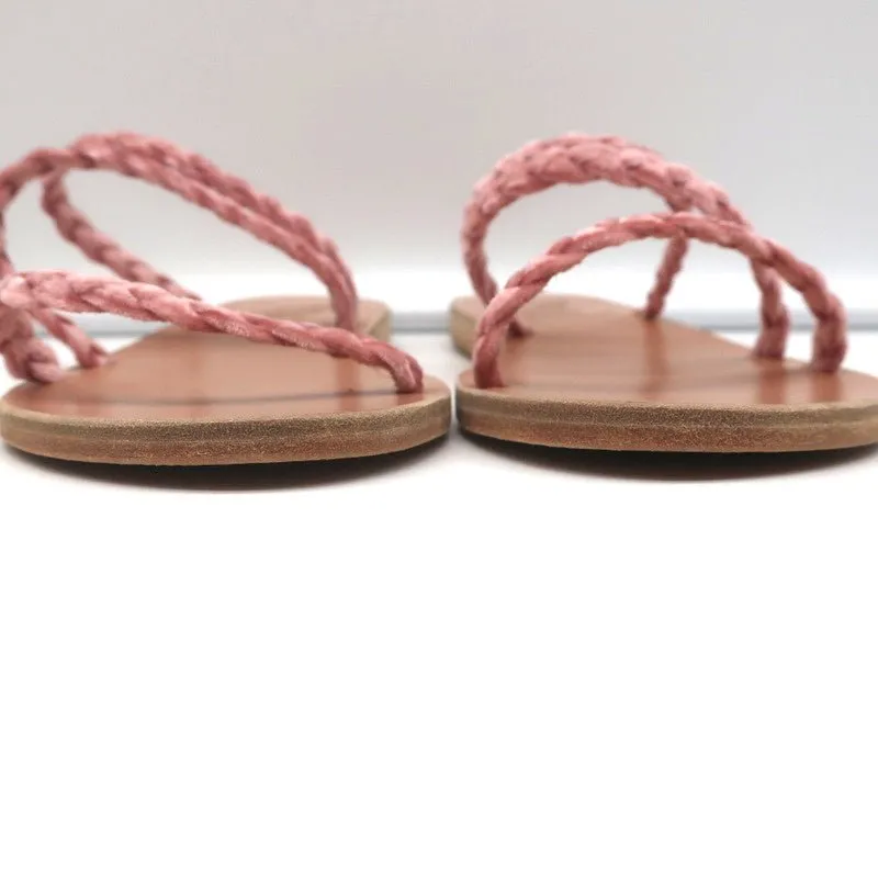 Ancient Greek Sandals Alkmini Slides Dusty Pink Braided Velvet Size 38 NEW