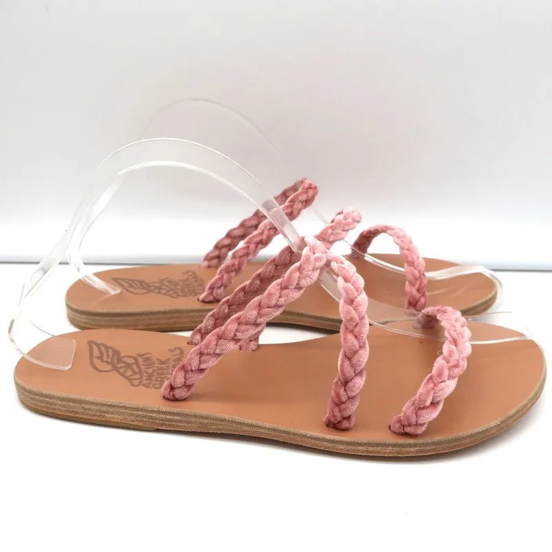 Ancient Greek Sandals Alkmini Slides Dusty Pink Braided Velvet Size 38 NEW