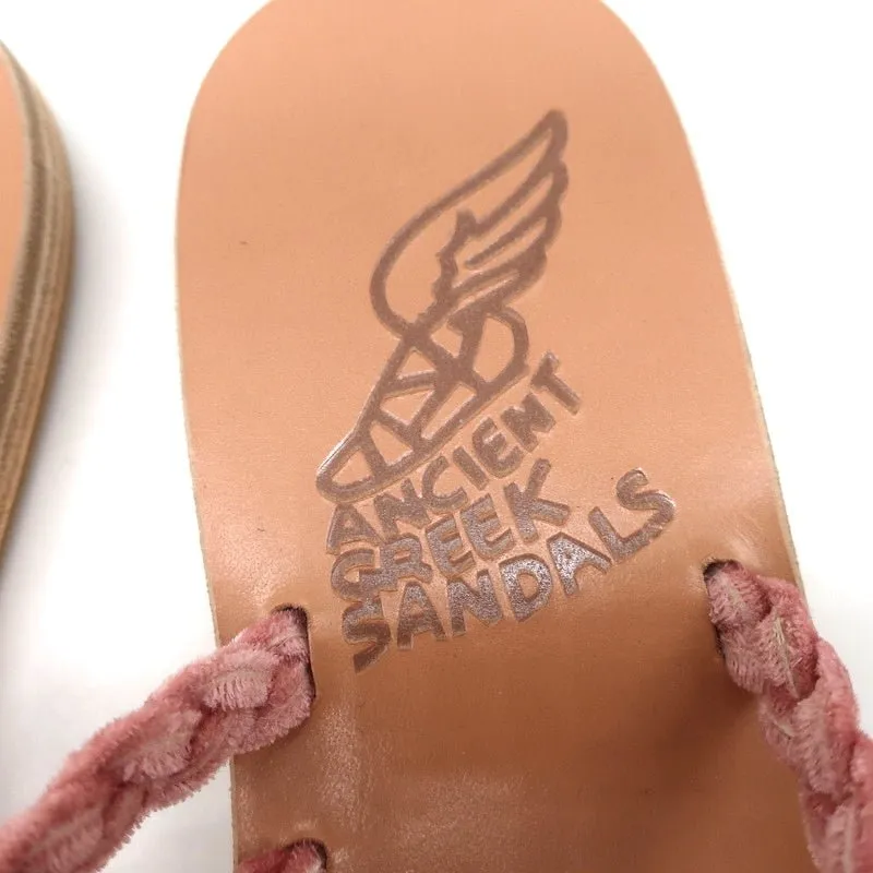 Ancient Greek Sandals Alkmini Slides Dusty Pink Braided Velvet Size 38 NEW