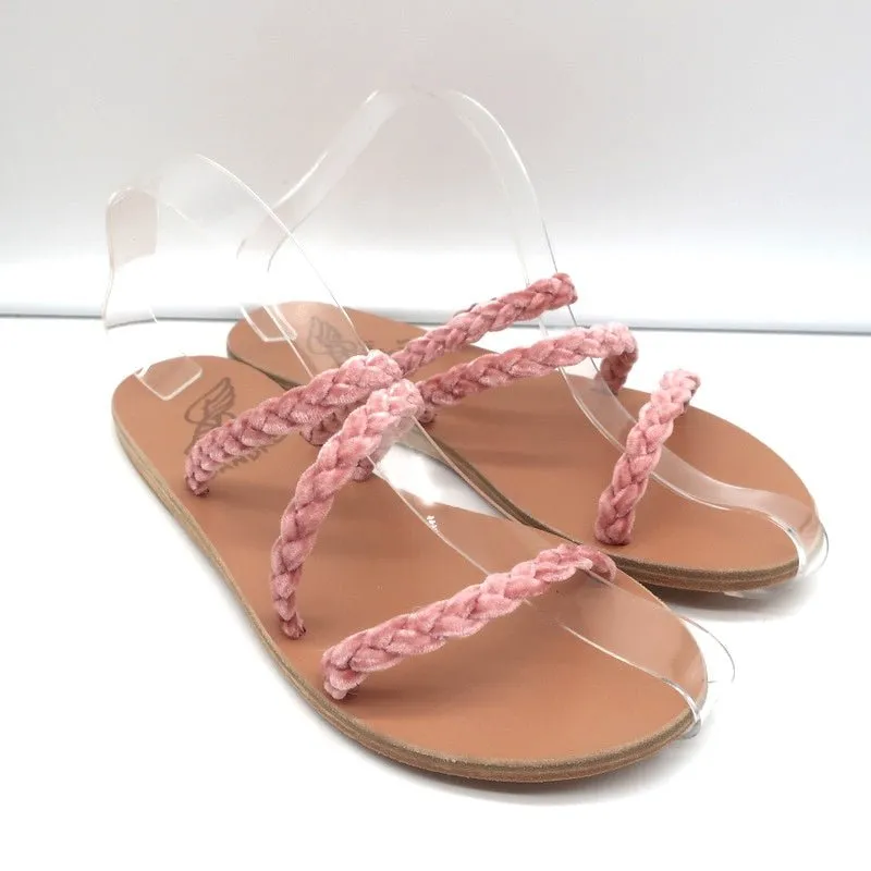 Ancient Greek Sandals Alkmini Slides Dusty Pink Braided Velvet Size 38 NEW