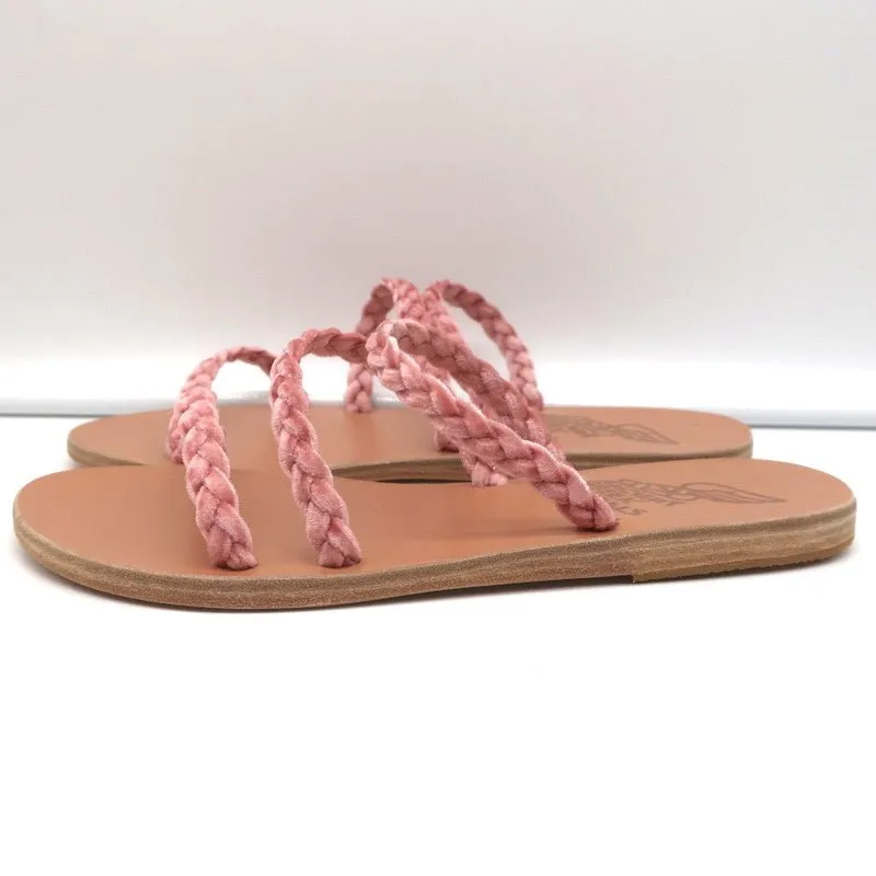 Ancient Greek Sandals Alkmini Slides Dusty Pink Braided Velvet Size 38 NEW