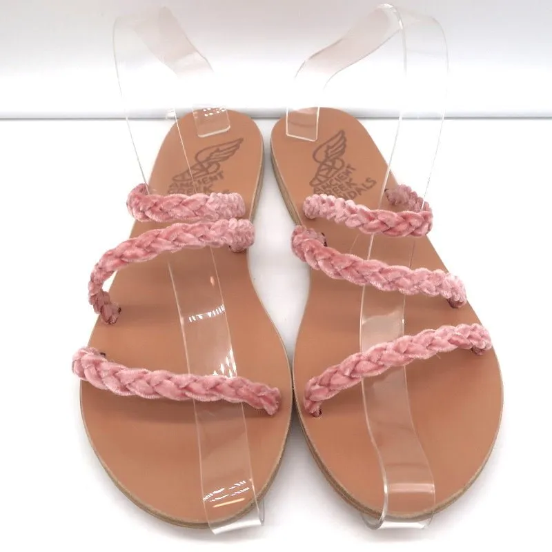 Ancient Greek Sandals Alkmini Slides Dusty Pink Braided Velvet Size 38 NEW