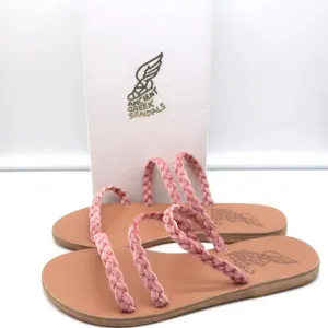 Ancient Greek Sandals Alkmini Slides Dusty Pink Braided Velvet Size 38 NEW