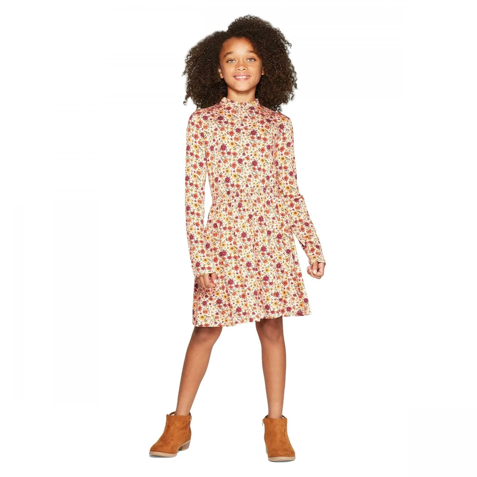 Art Class Girls' Long Sleeve Mock Neck Fit and Flare Dress