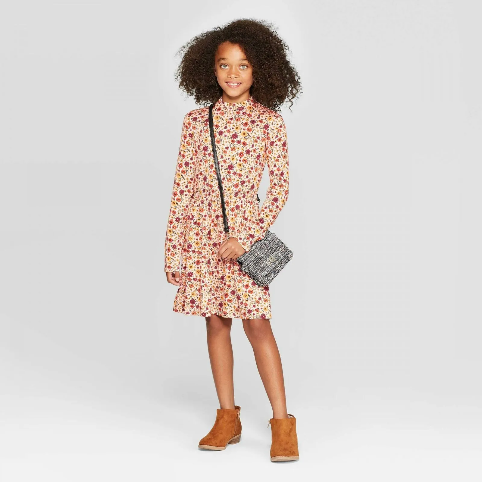 Art Class Girls' Long Sleeve Mock Neck Fit and Flare Dress