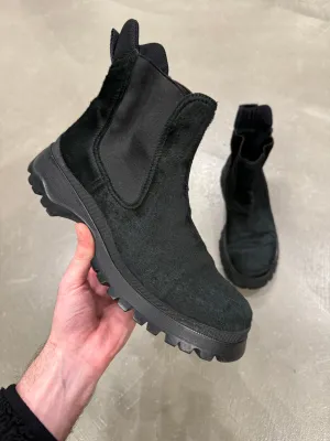 AW1999 Prada black pony hair leather boots