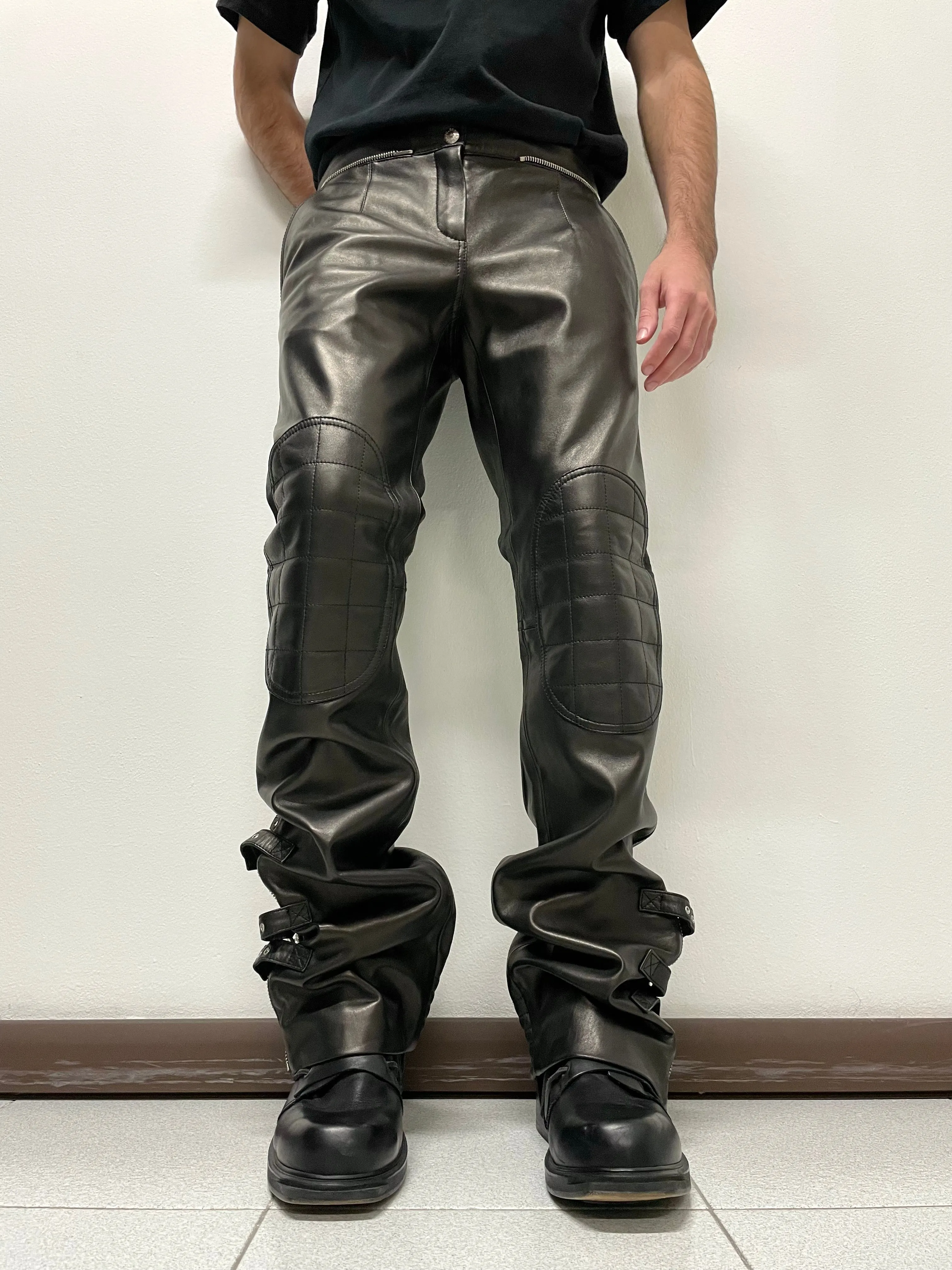 AW2003 Dolce & Gabbana leather bondage biker pants