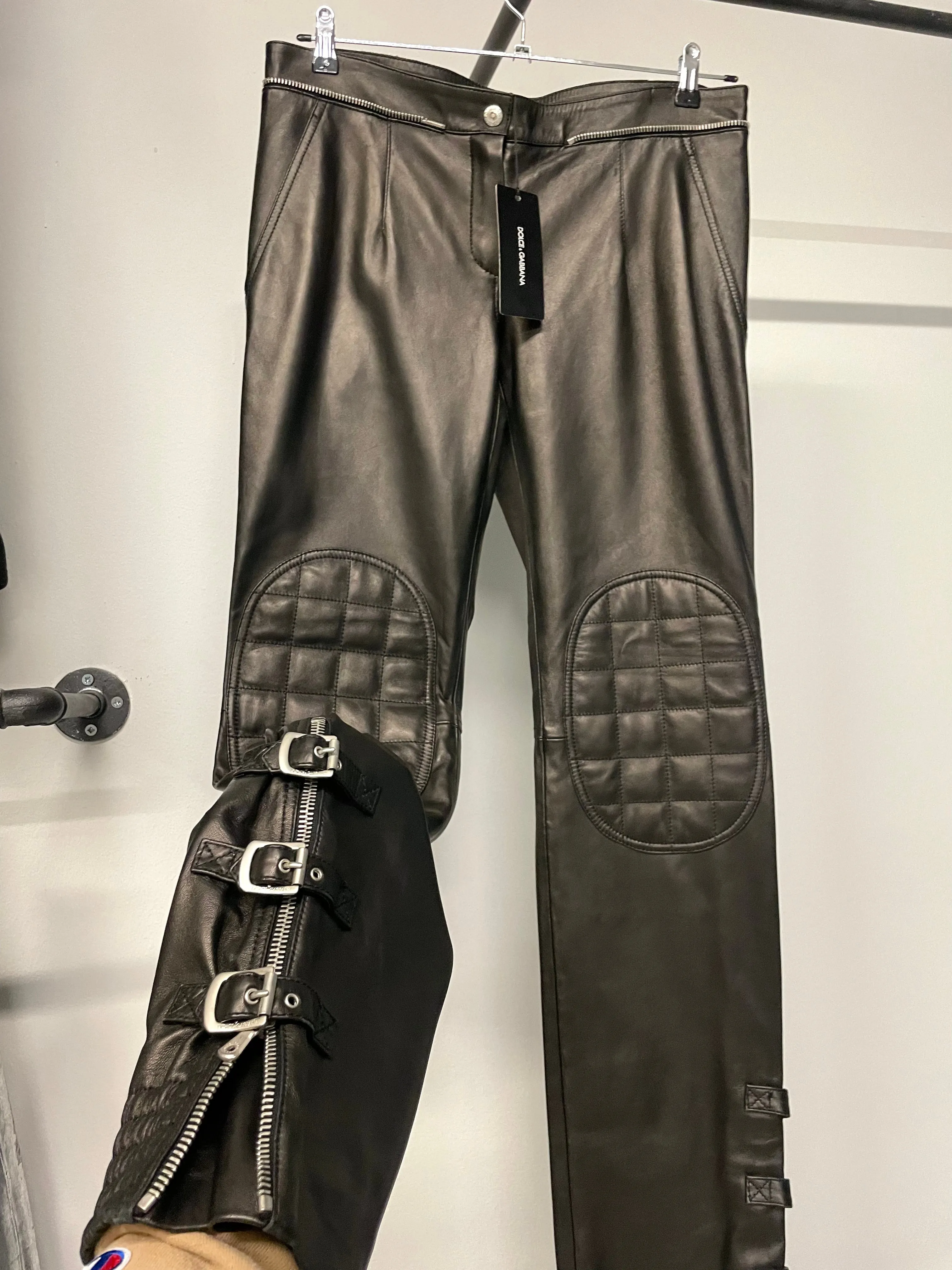 AW2003 Dolce & Gabbana leather bondage biker pants