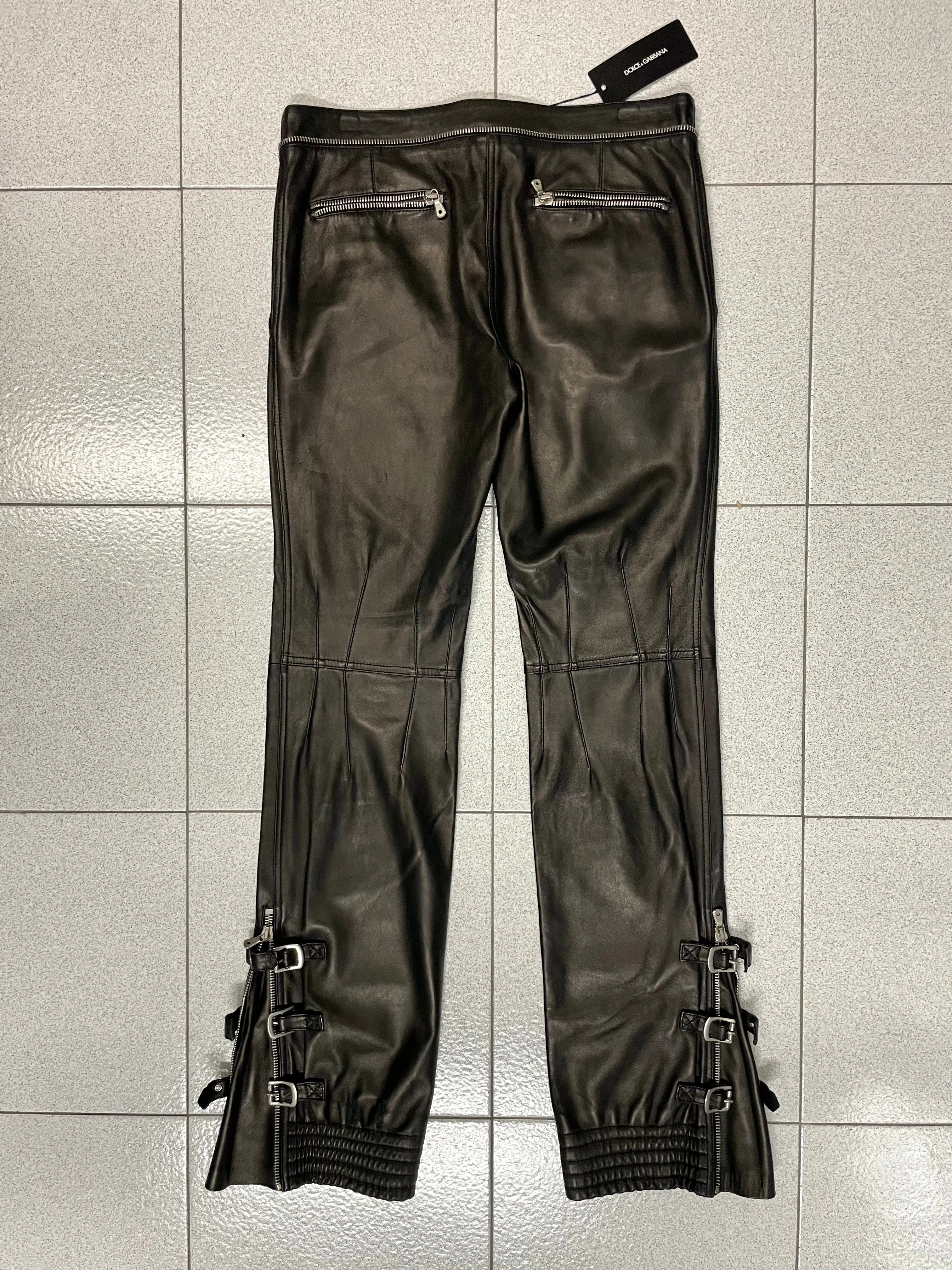 AW2003 Dolce & Gabbana leather bondage biker pants