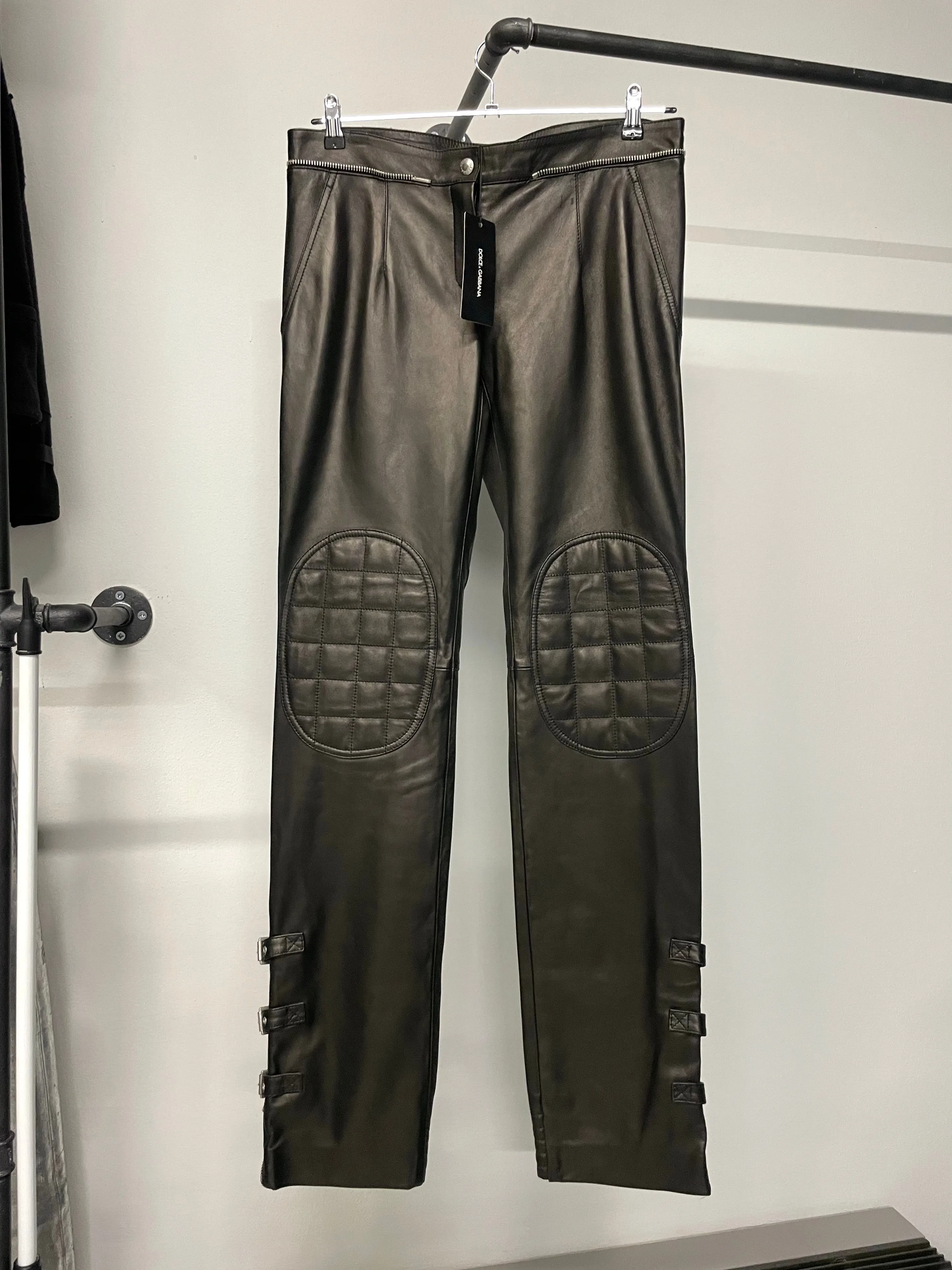 AW2003 Dolce & Gabbana leather bondage biker pants