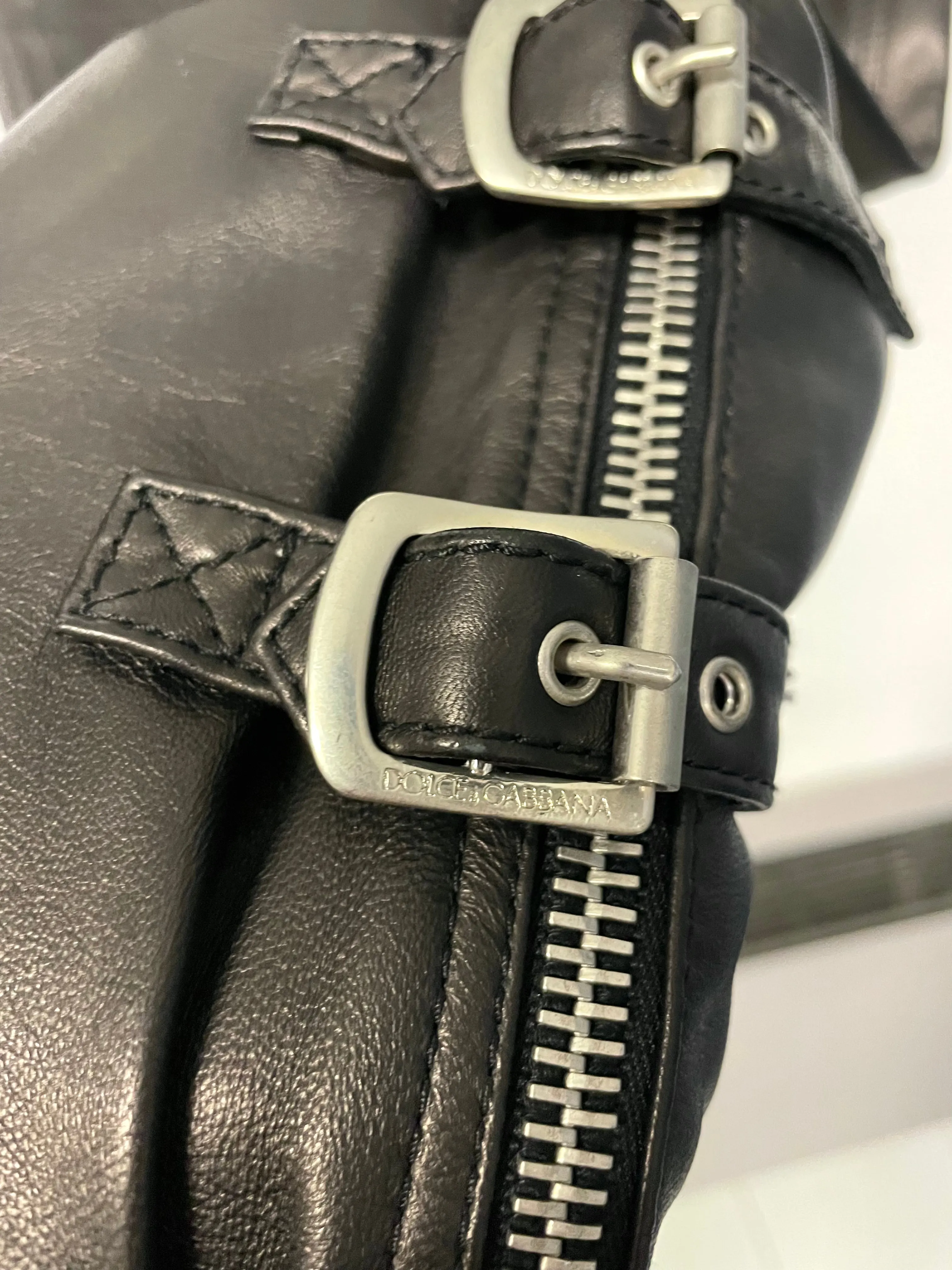 AW2003 Dolce & Gabbana leather bondage biker pants