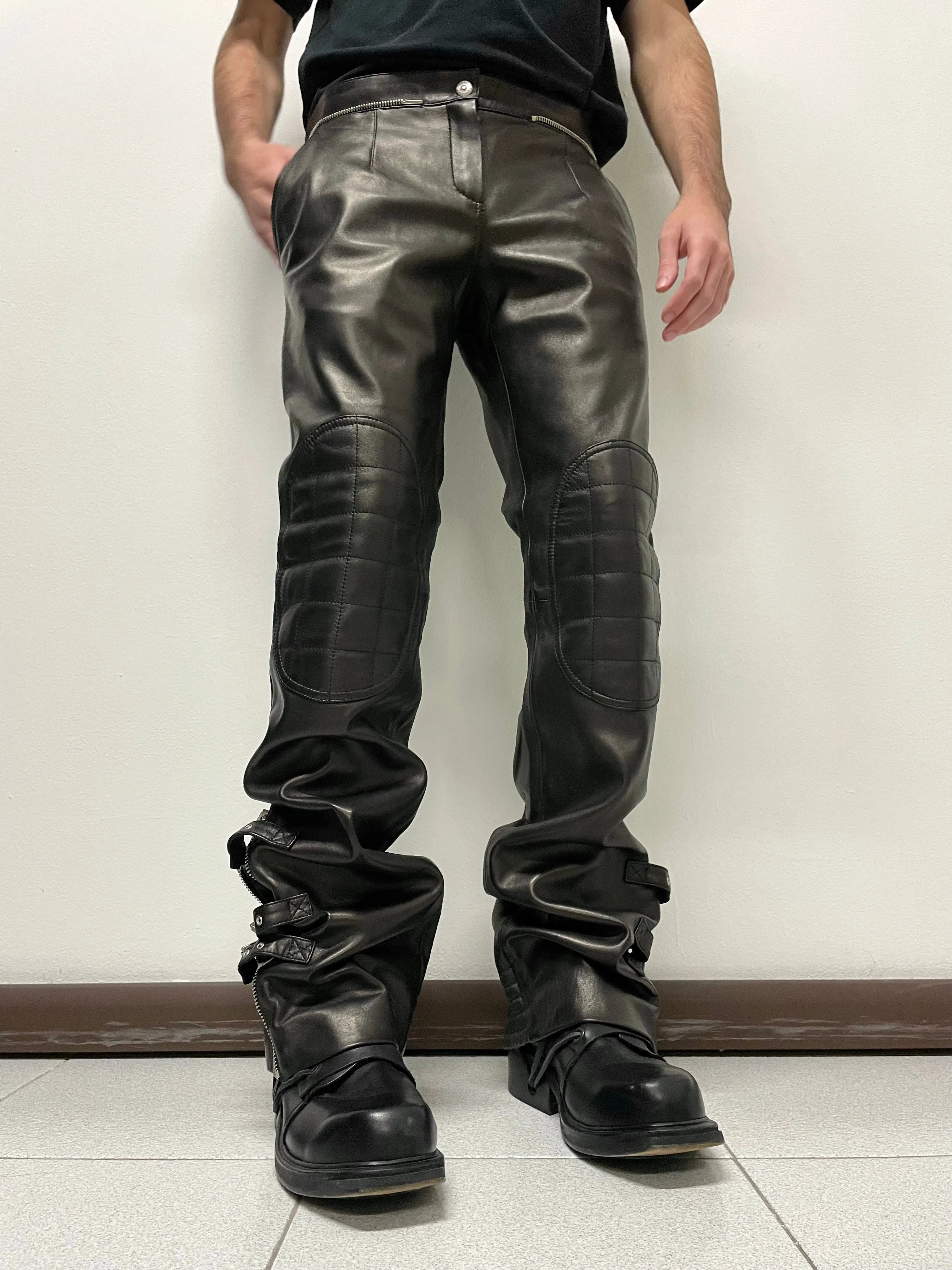 AW2003 Dolce & Gabbana leather bondage biker pants