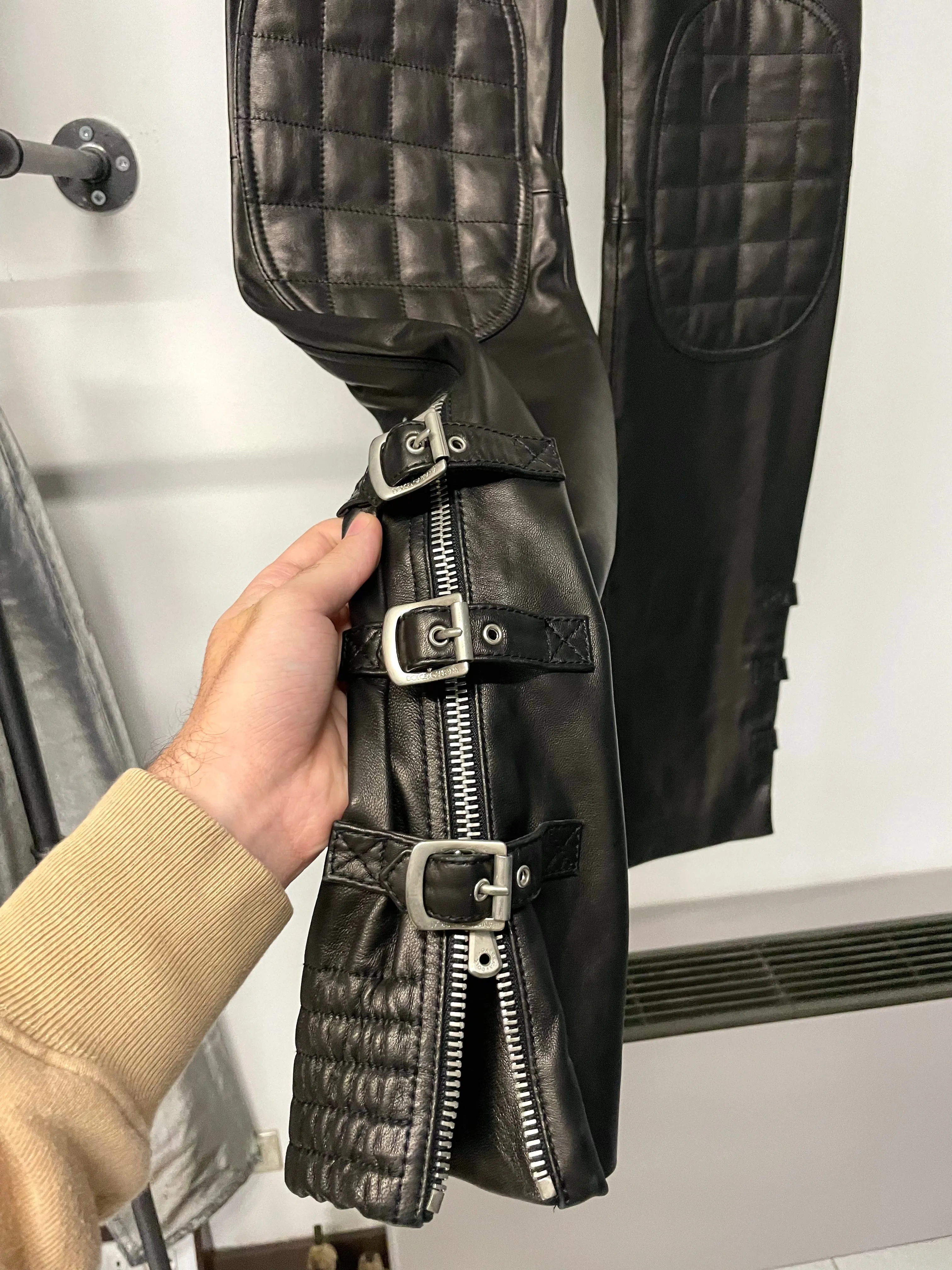 AW2003 Dolce & Gabbana leather bondage biker pants