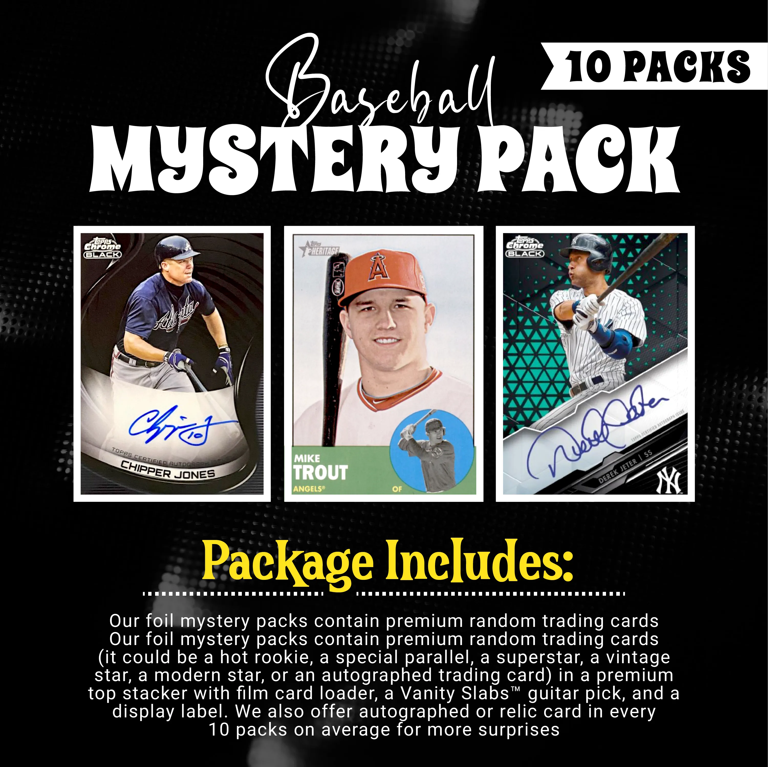 Baseball Mystery 10 Packs (Random Autographed, Relic & Rookies Trading Cards)