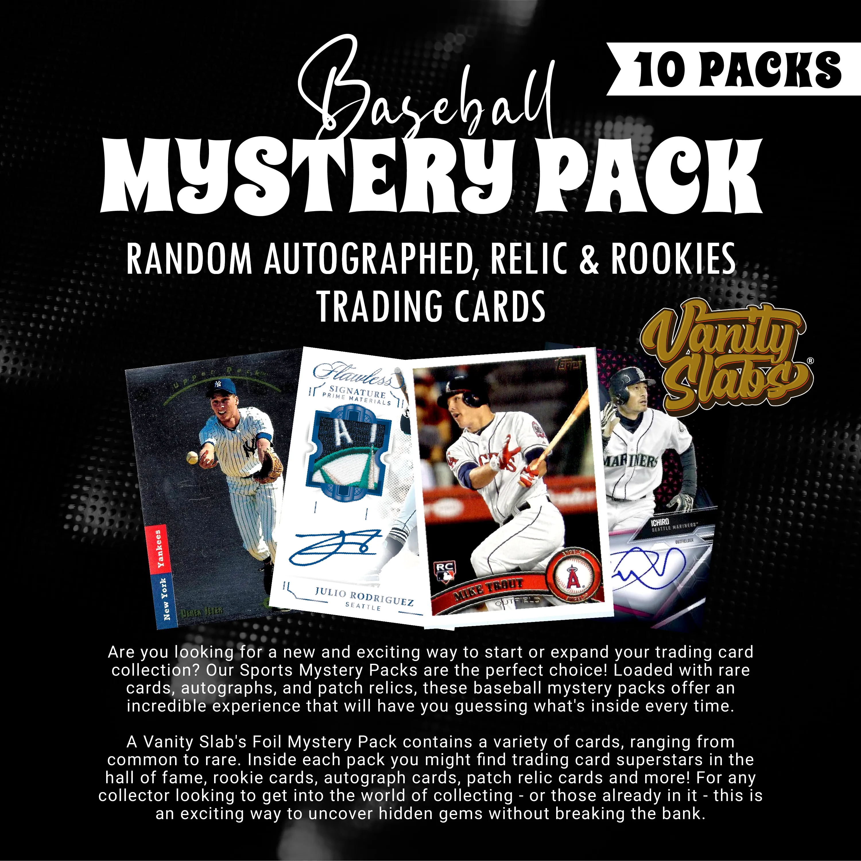 Baseball Mystery 10 Packs (Random Autographed, Relic & Rookies Trading Cards)