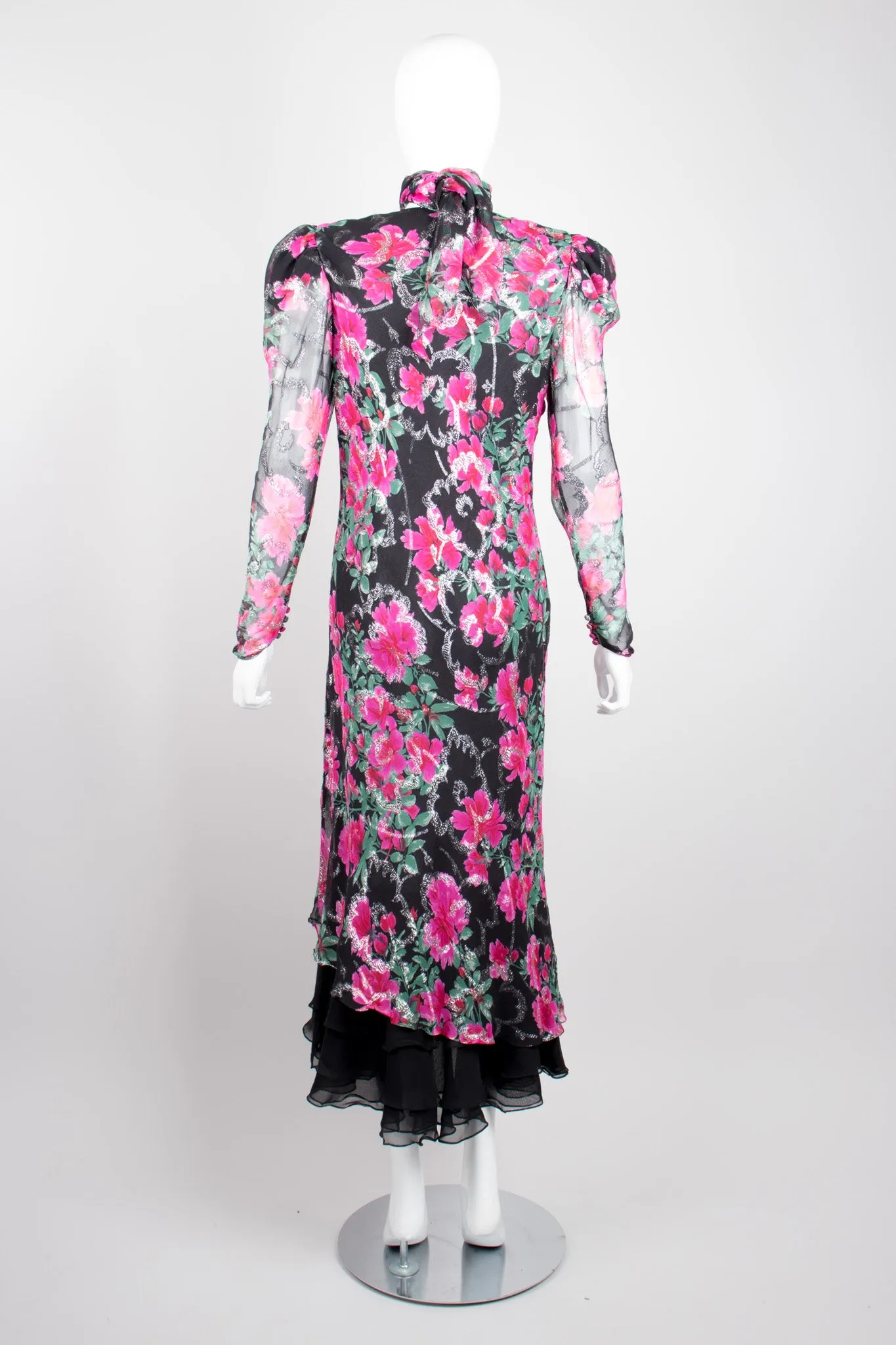 Bias Cut Floral Chiffon Dress